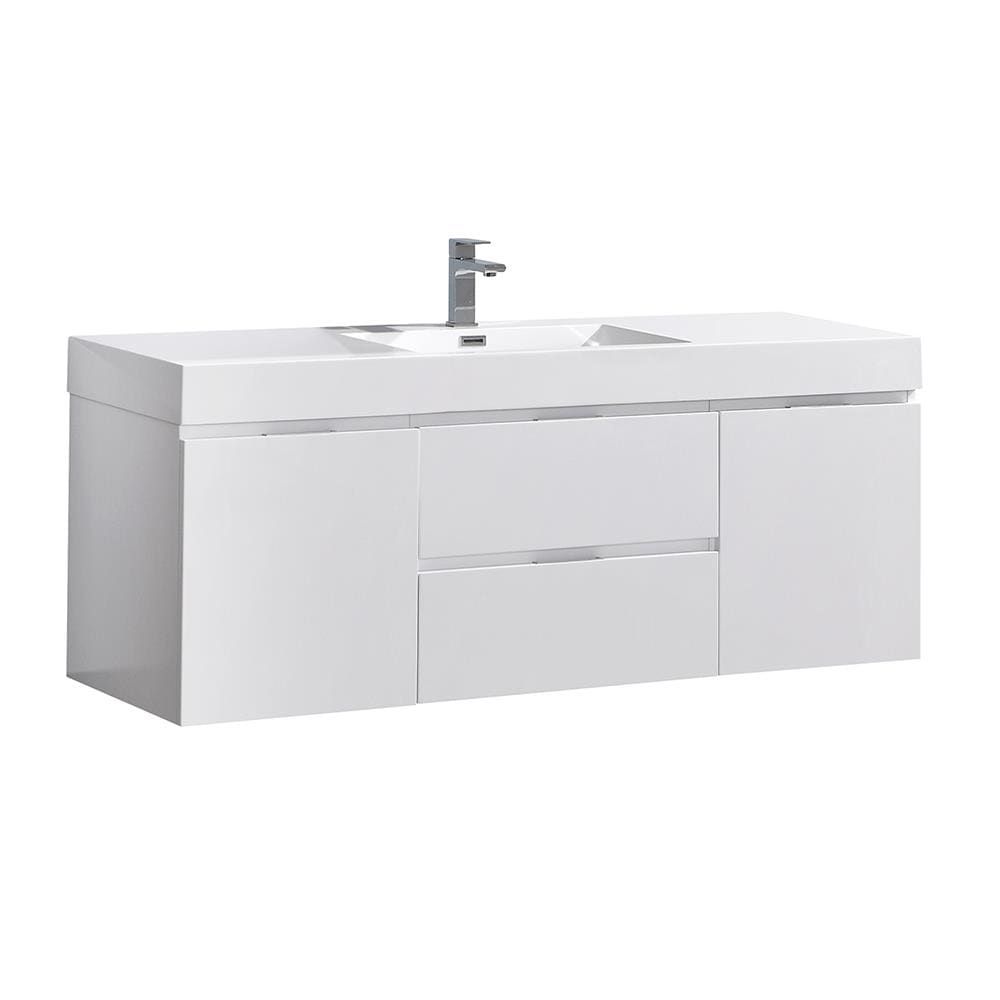 Valencia 60" Glossy White Wall Mount Double Vanity
