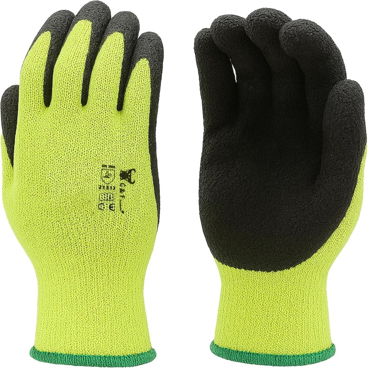 G & F Products - High Visibility Work Gloves X Large 12 Pairs Green Microfoam Coated Palm Breatha...