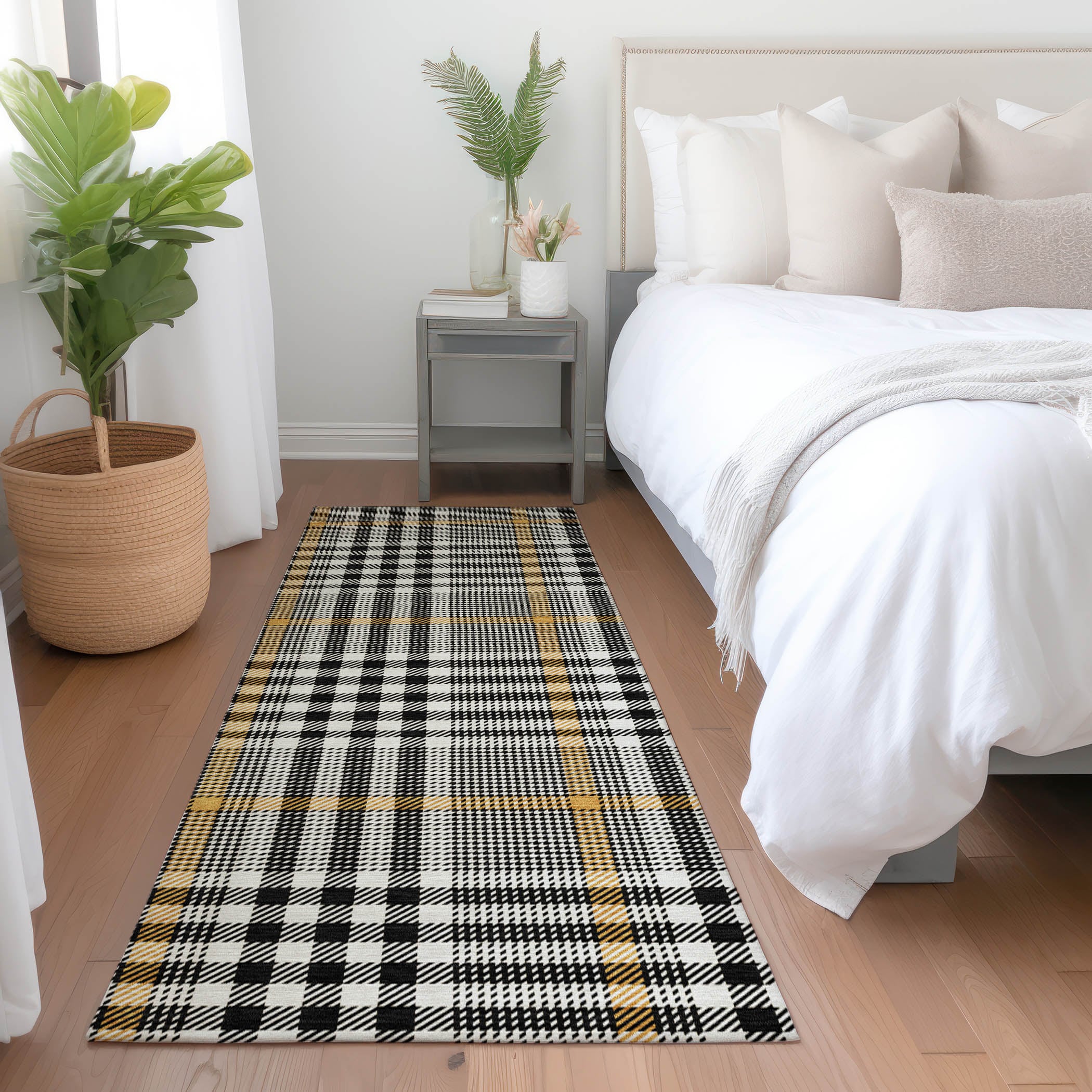 Addison Rugs ACN1054BK2X8 Chantille ACN1054BK 2 x 7 (ft) Polyester Black Rectangular Indoor/Outdoor Geometric Machine washable Runner rug