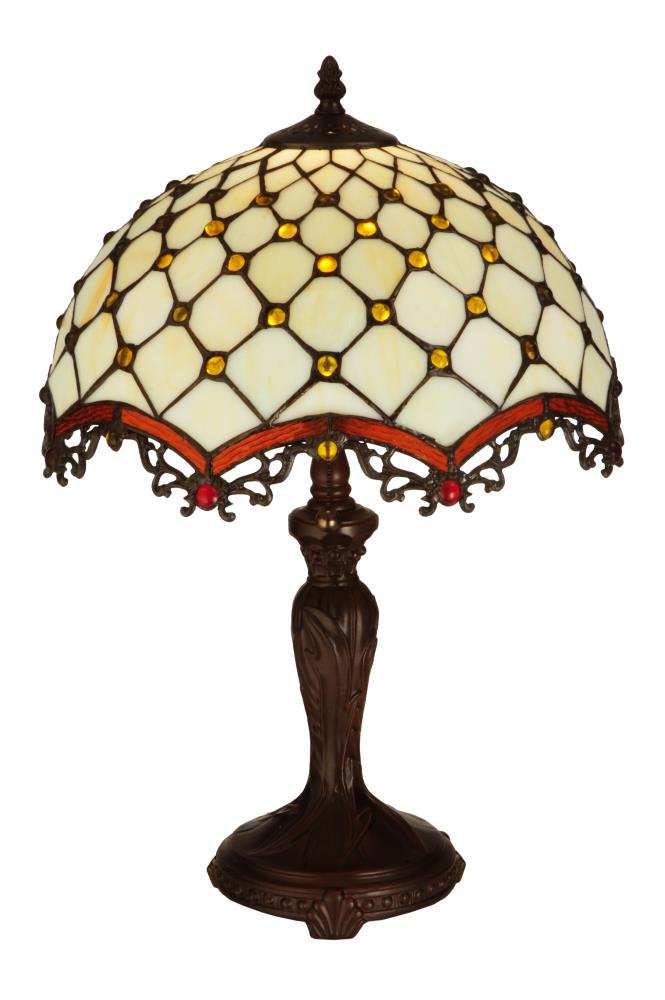 Meyda Style Vintage Bronze good Based Lamp with Beaded Glass Tiffany Style