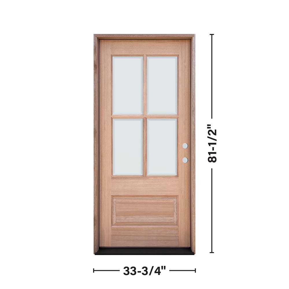 4-Lite Low-E Mahogany Prehung Wood Double Door Unit with Sidelites