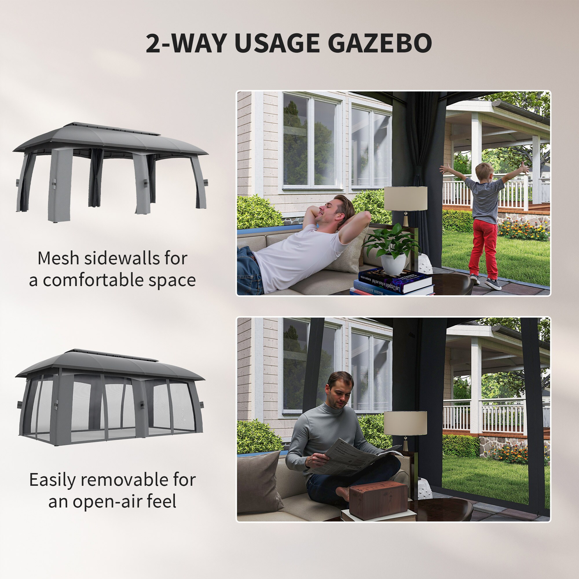 Outsunny 84C-365V00LG Wood-Resin-Gazebos - View #6