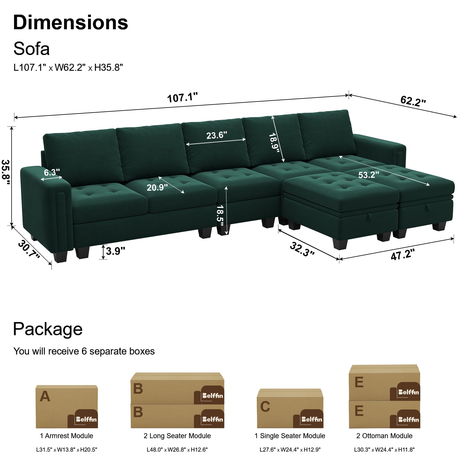 Belffin BF067-A2BC2E-GREEN futons - View #2