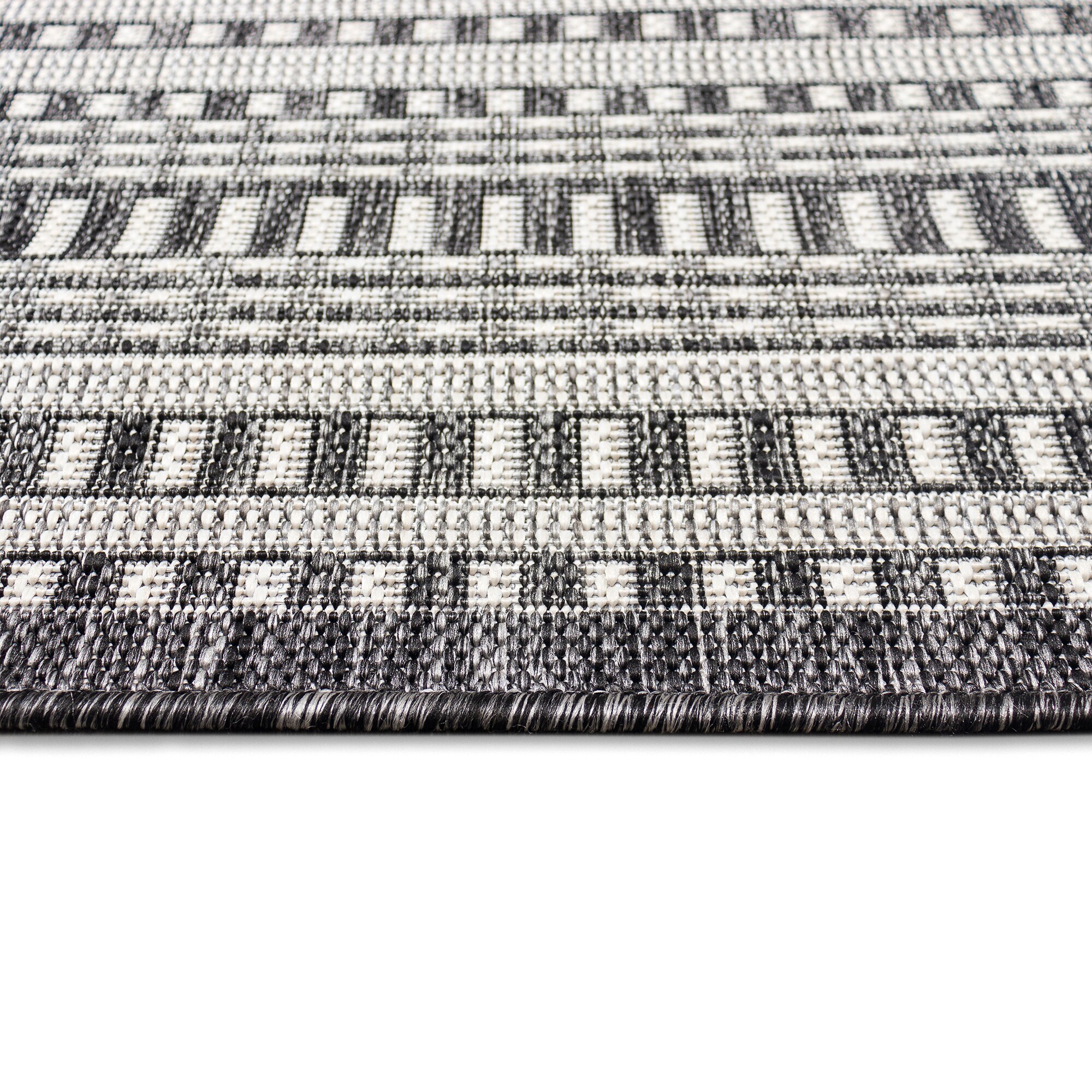 Charcoal Etched Border Flat Woven Synthetic Area Rug
