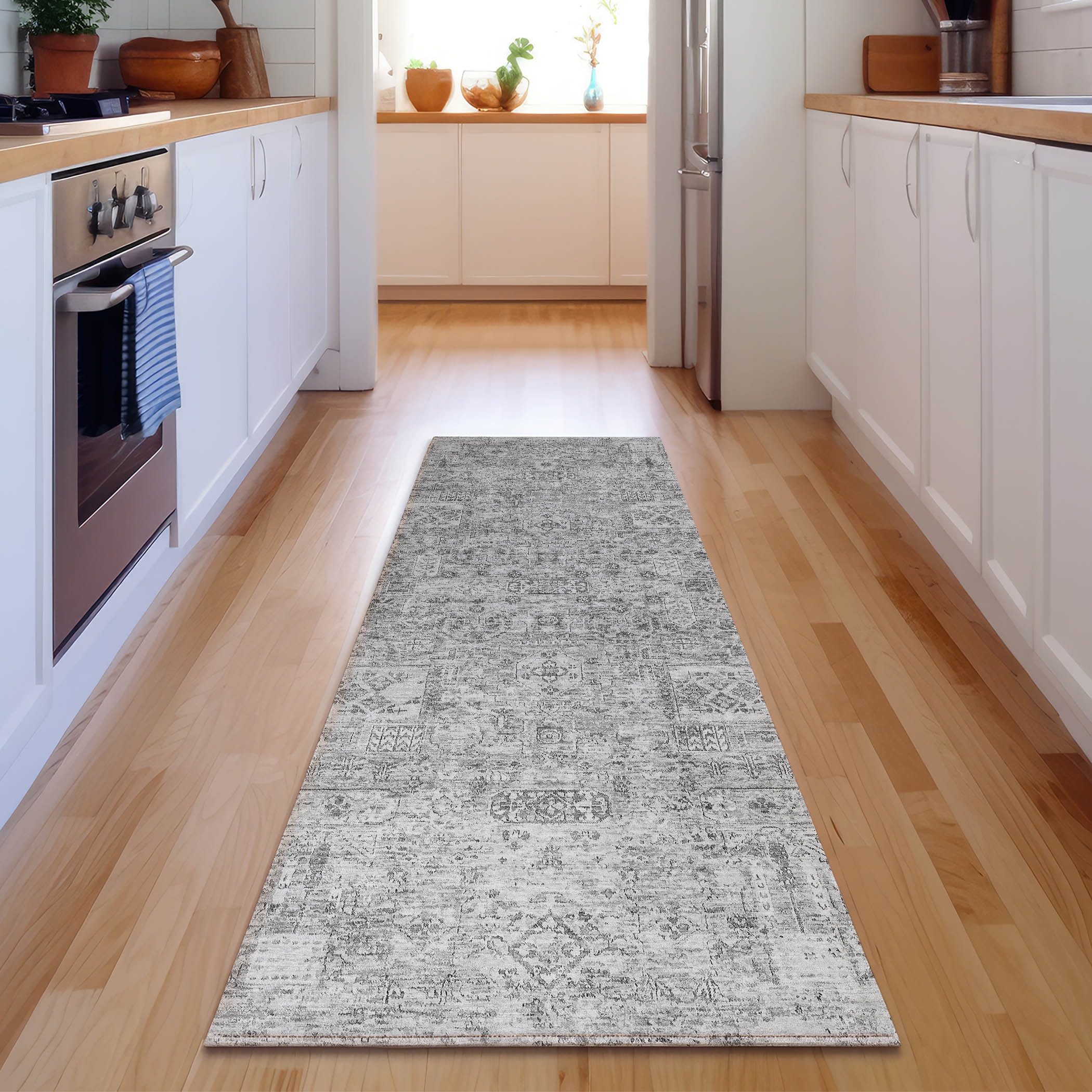 Addison Rugs AMF611GY2X8 Mayfield AMF611GY 2 x 7 (ft) Loomed Polyester Gray Rectangular Indoor Geometric Machine washable Area rug
