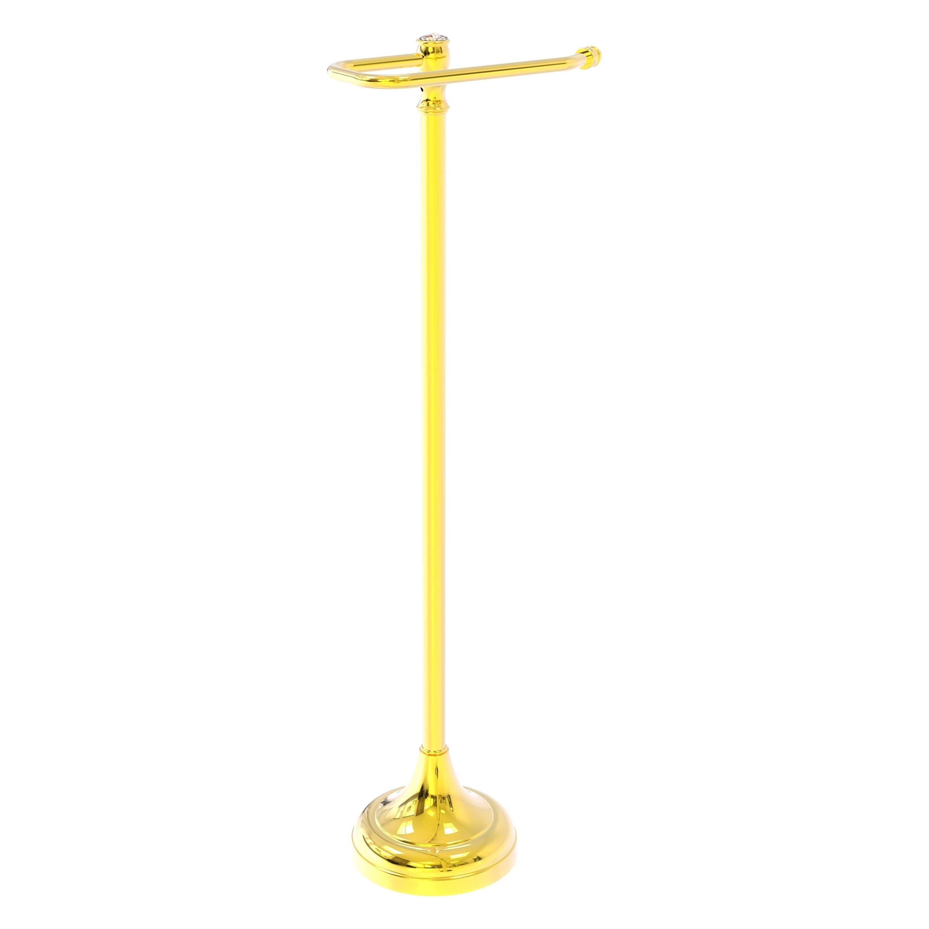 Allied Brass CC-29-PB Carolina Crystal Polished Brass Freestanding Single post Toilet Paper Holder 1 -Rolls with Storage