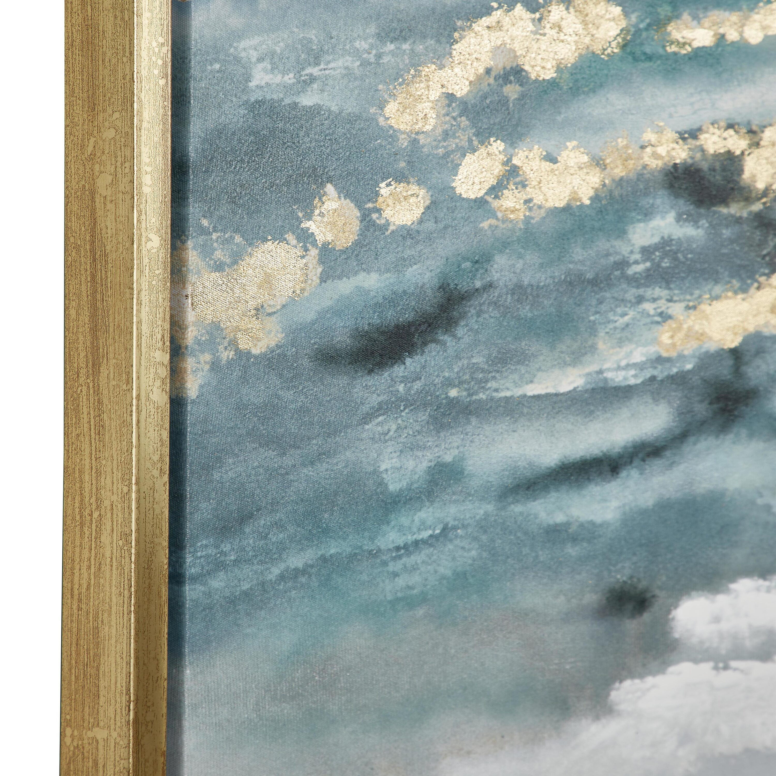 Blue and Gold Abstract Geode Canvas Wall Art