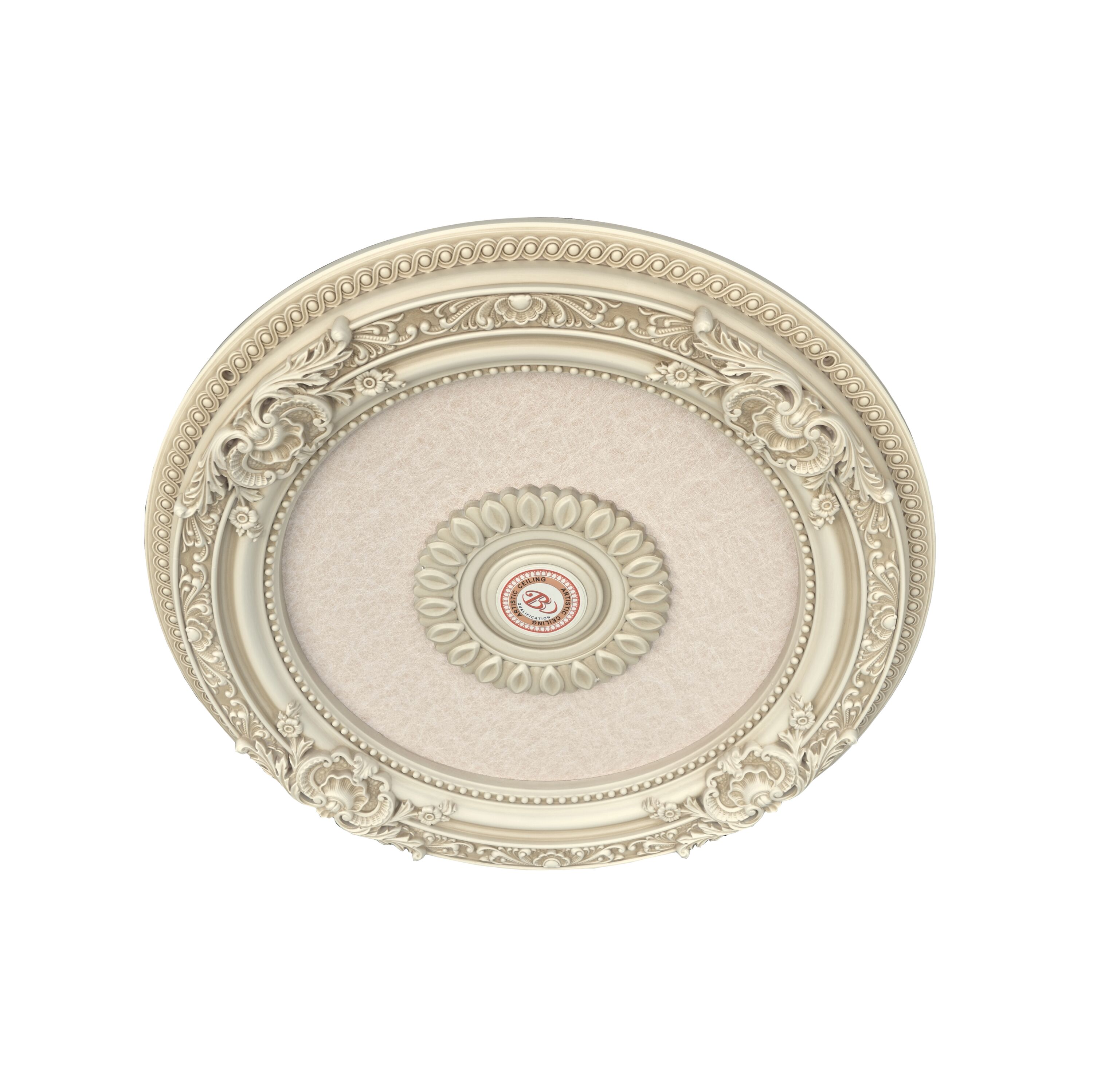 Cream Antique Polystyrene Round Ceiling Medallion, 24 Inches