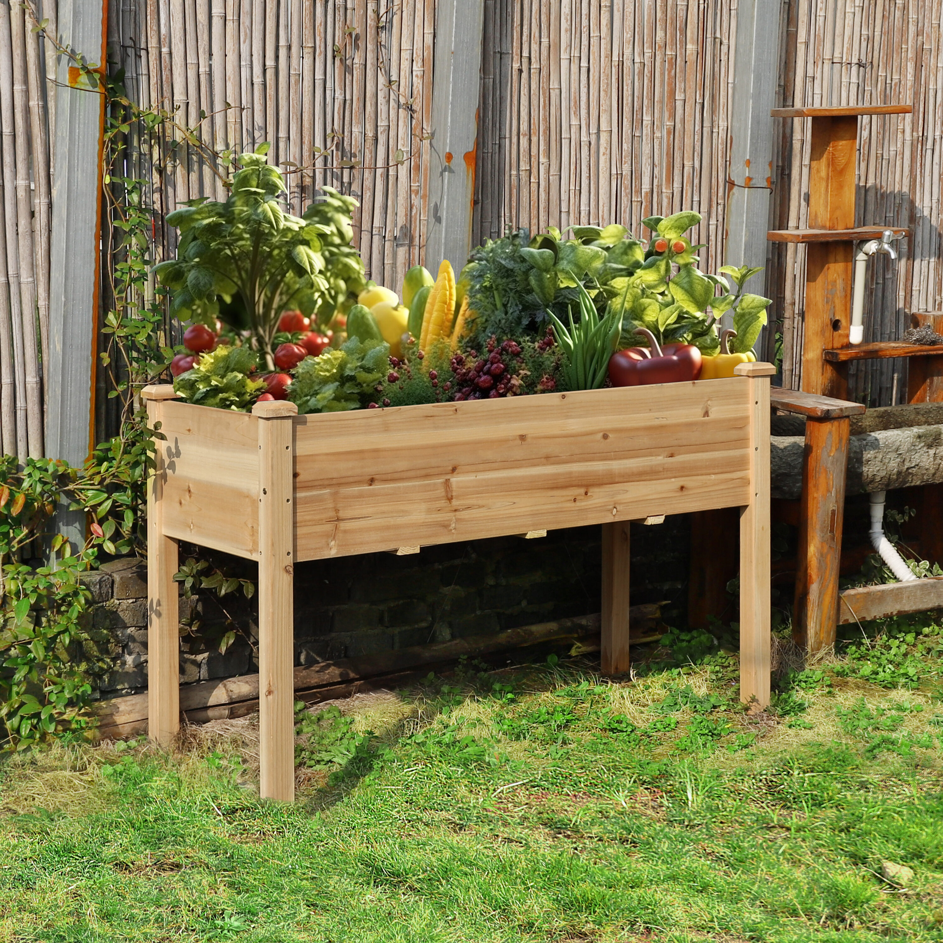 VEIKOUS PG0102-02NW-02 4.47-cu ft 22.6-in W x 47.1-in L x 29.9-in H Natural Wood Raised Garden Bed