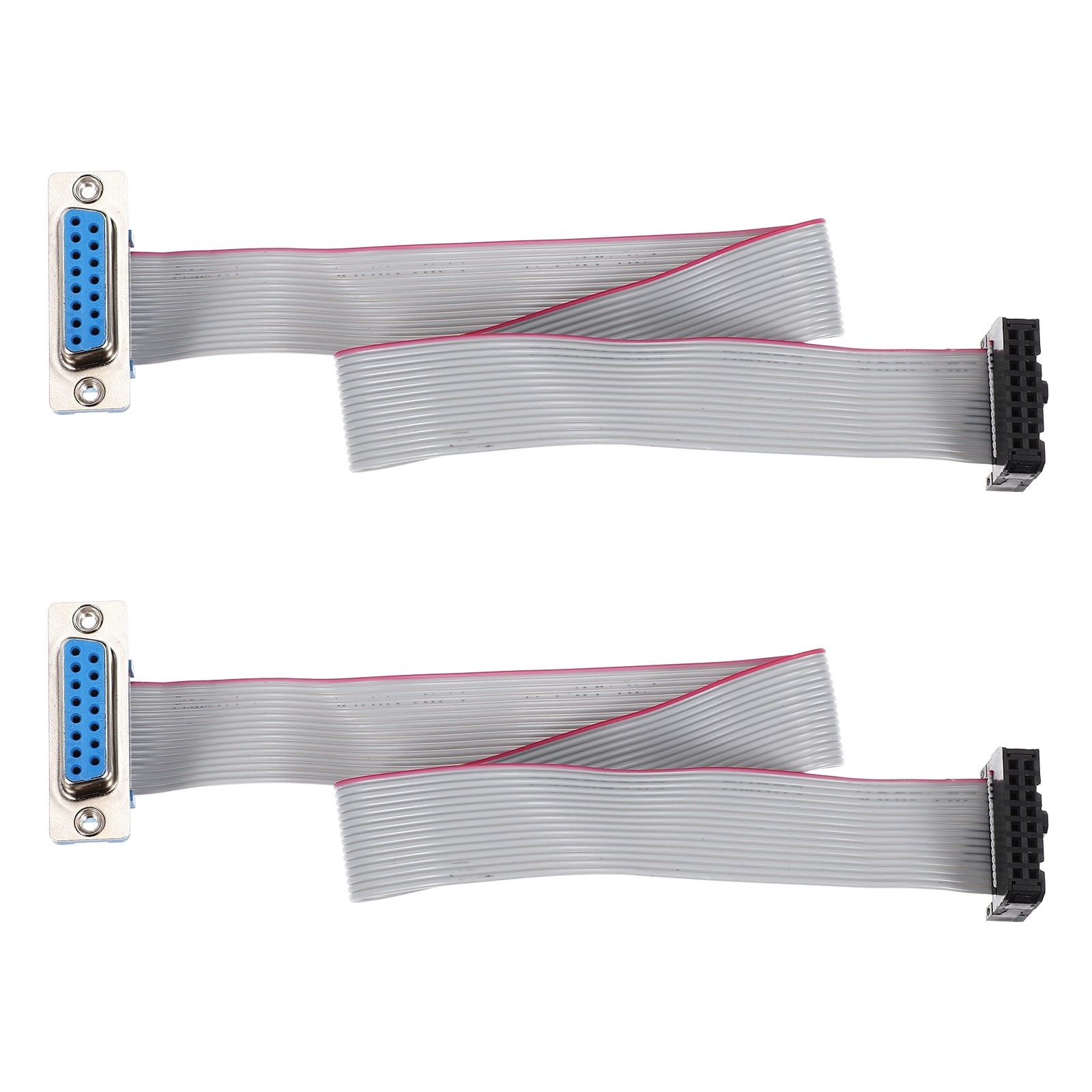 Unique Bargains IDC Wire Flat Ribbon Cable DB15 Female to FC-16 Female Connector 2.54mm Pitch 30cm Length 2pcs #S26080700UX4116