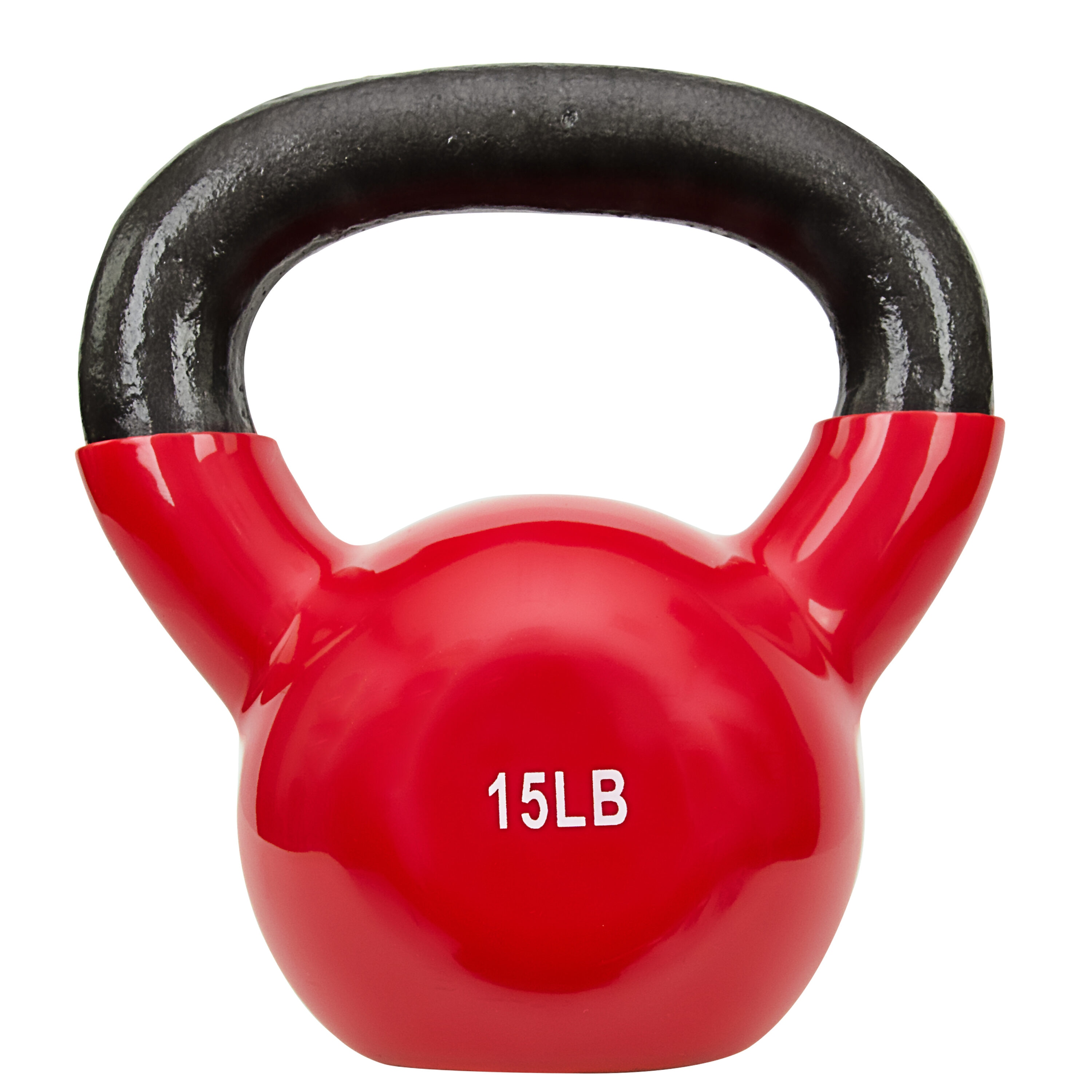 Sunny Health & Fitness Vinyl-Coated 15-Pound Kettlebell Weight, Red