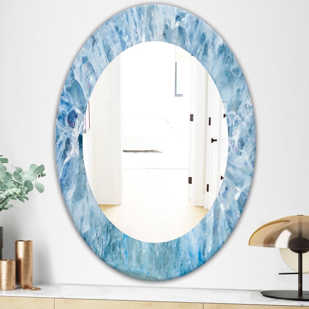 Designart 23.7-in W x 23.7-in H Oval Blue Polished Wall Mirror at Lowes.com