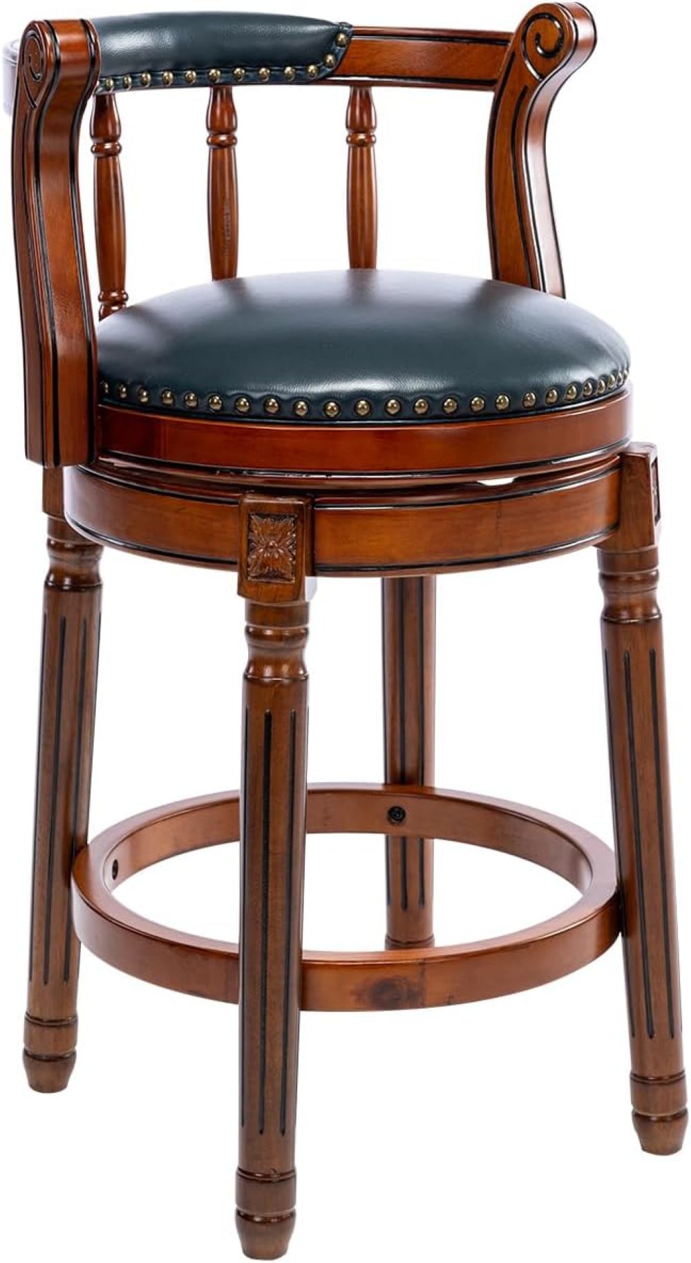 Blisstyle - Blue 26-in H Counter height Upholstered Swivel Wood Bar Stool