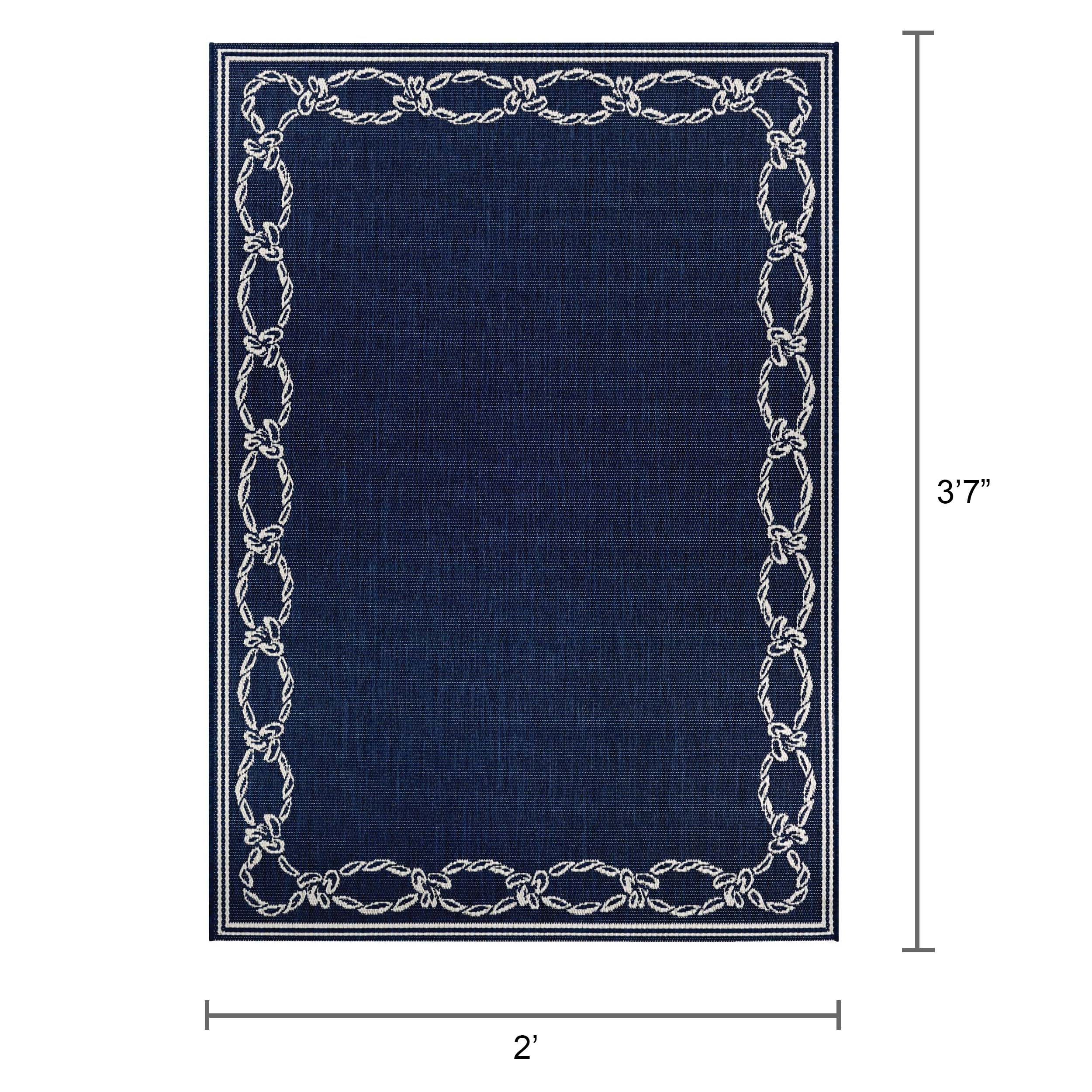 Ivory and Indigo Flat Woven Rope Knot Area Rug