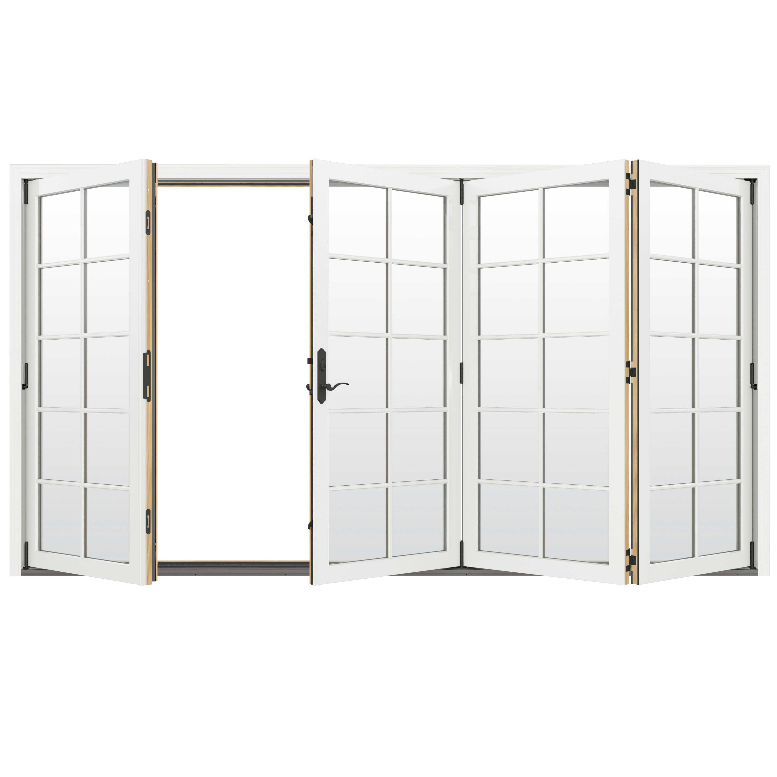 124-in x 96-in Low-e Argon Simulated Divided Light White Clad-wood Folding Right-Hand Outswing Patio Door | - JELD-WEN LOWOLJW247800082