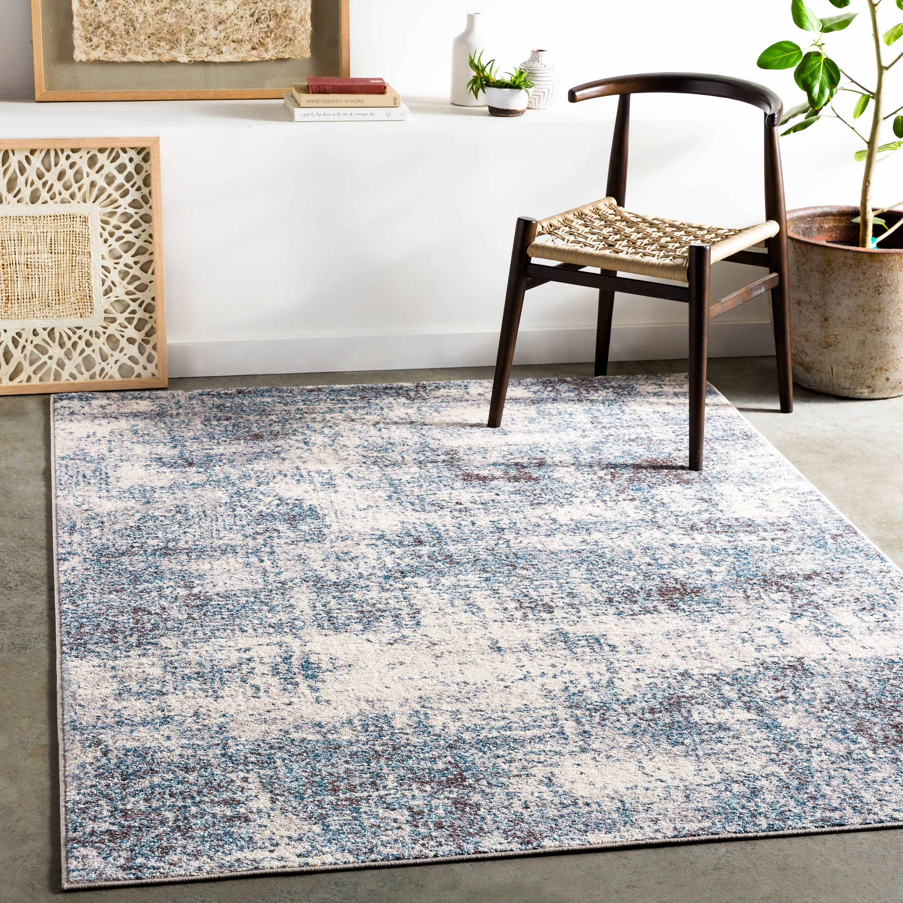 Surya AKR2329-5373 Ankara 5 x 7 Denim Indoor Abstract Global Area Rug