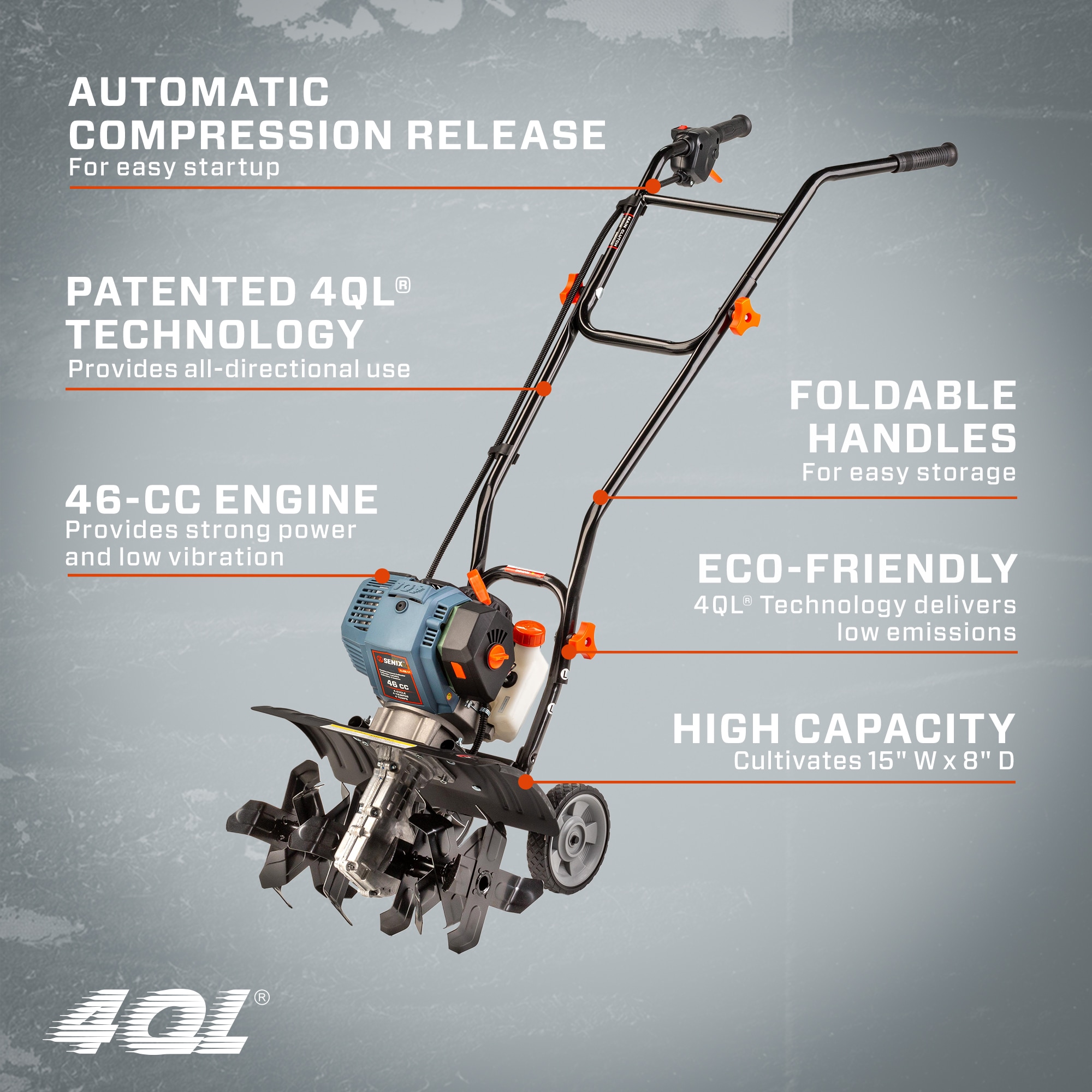 SENIX 46-cc 4-cycle 14-in Forward-rotating Gas Cultivator TL4QL-L1 Sansujyuku sansujyuku.com