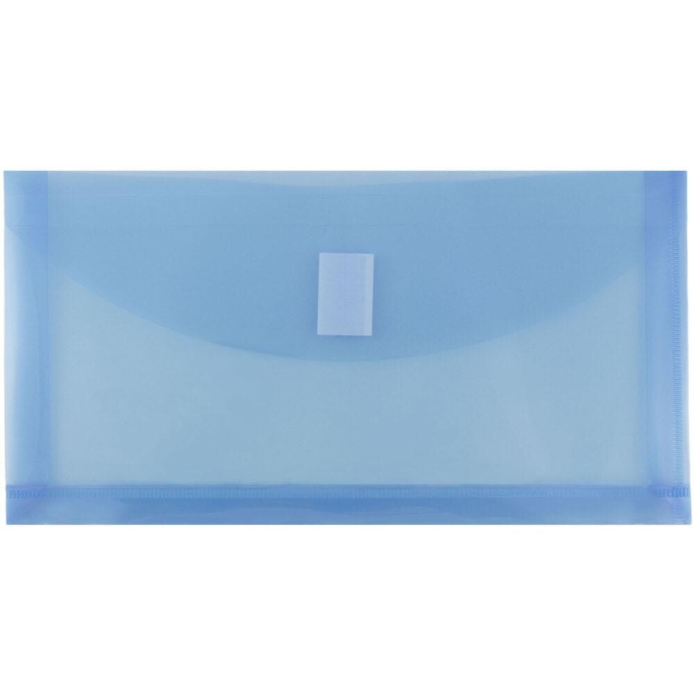 JAM Paper® #10 Plastic Envelopes, Hook and Loop Closure, Clear, Pack Of 12