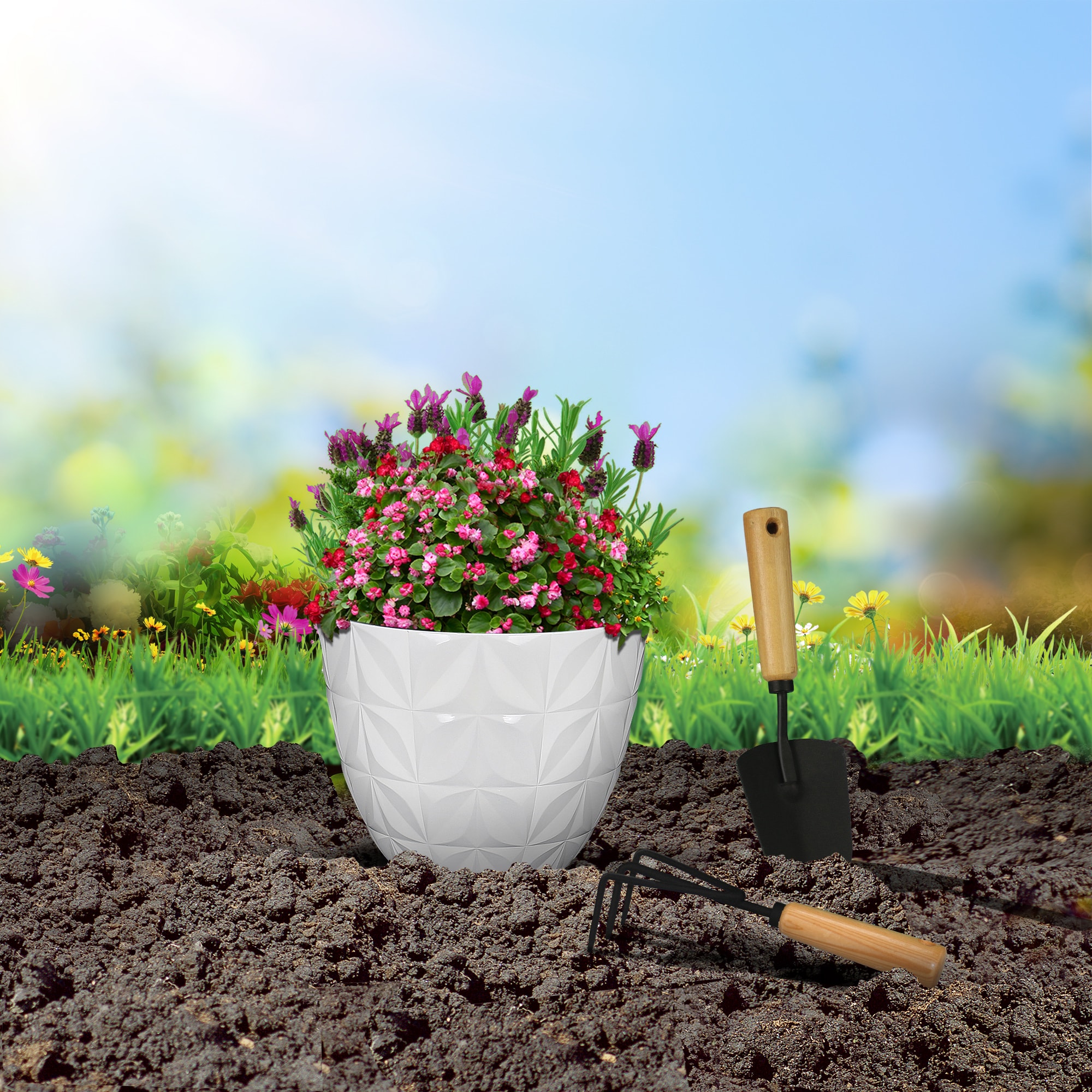 white resin planter pots