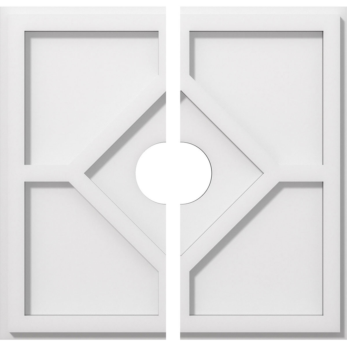 Ekena Millwork CMP16EY2-03000 Embry 16-in W x 16-in L Contemporary White PVC Split Ceiling Medallion