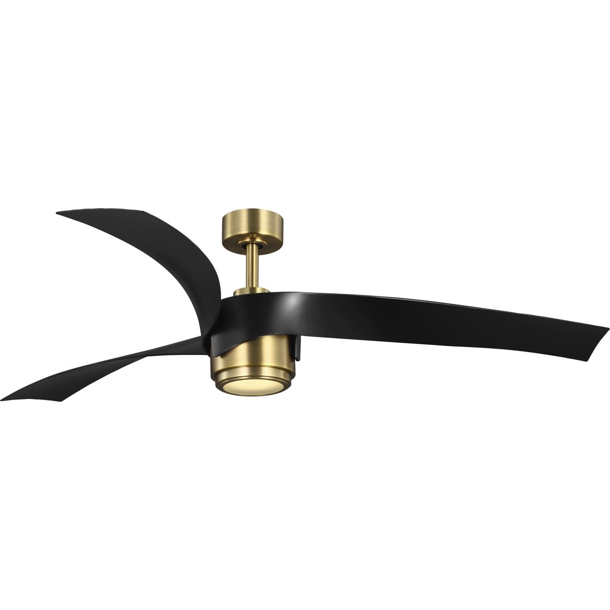 Progress Lighting P250107-163-30 Insigna 60-in Integrated LED Outdoor Vintage Brass with Matte Black Blades Ceiling Fan With Light - Remote Included ( 3 -Blade )