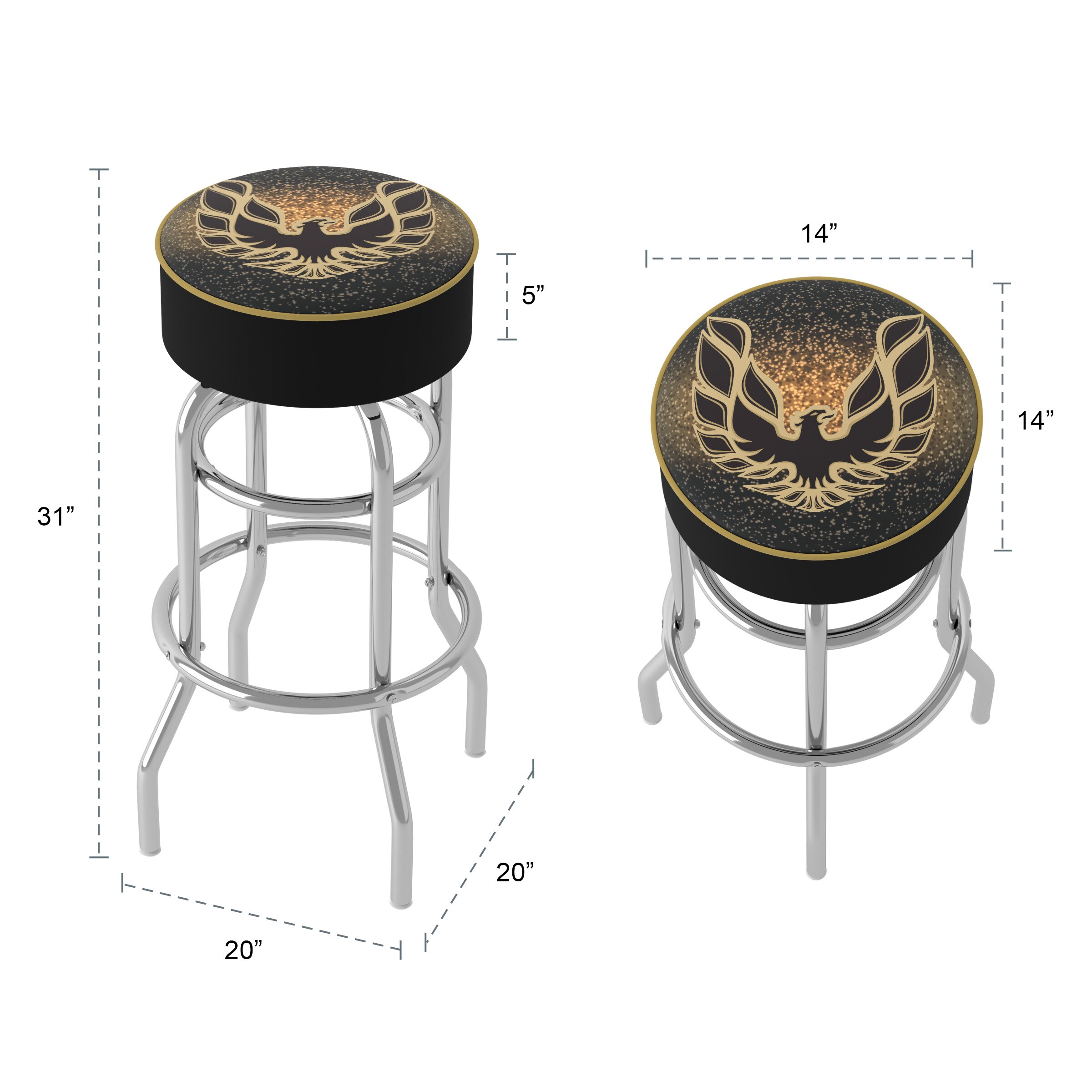 Pontiac Firebird Black Swivel Metal Bar Stool