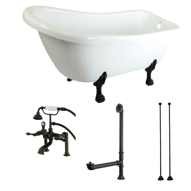 Kingston Brass Slipper 30.7-in W x 67-in L White Acrylic Oval Reversible  Drain Clawfoot Soaking Bathtub (Drain Included) in the Bathtubs department  at Lowes.com