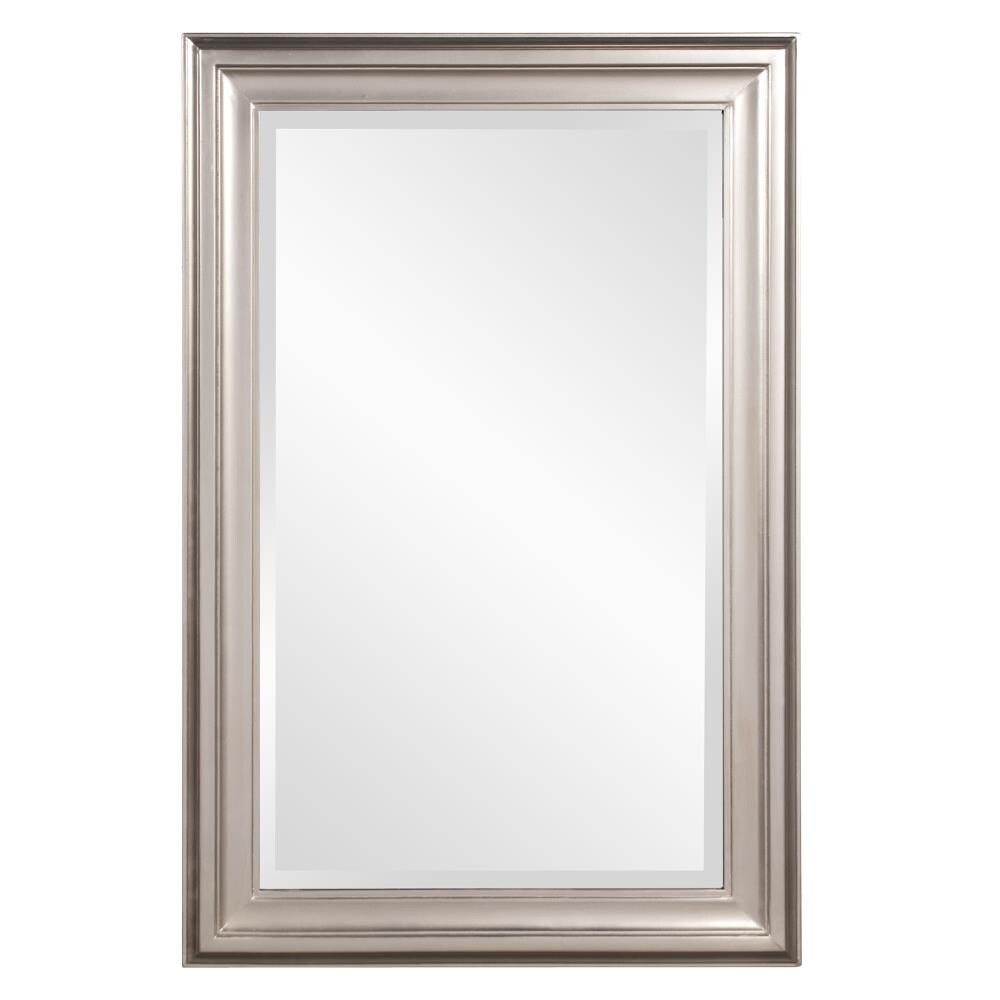 Transitional Brushed Nickel and Wood Full-Length Mirror