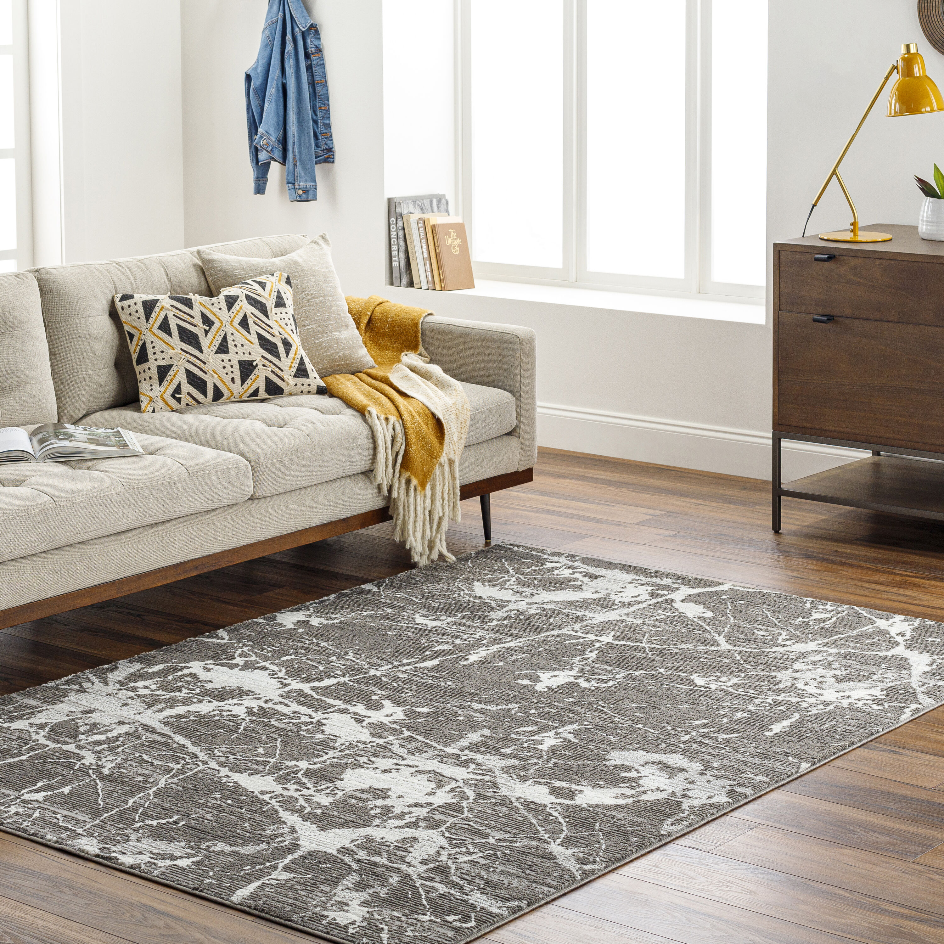 Livabliss ALD2312-7710 Alder 8 x 10 (ft) Loomed Polyester Gray Rectangular Indoor Abstract Mid-Century Modern Machine washable Area rug