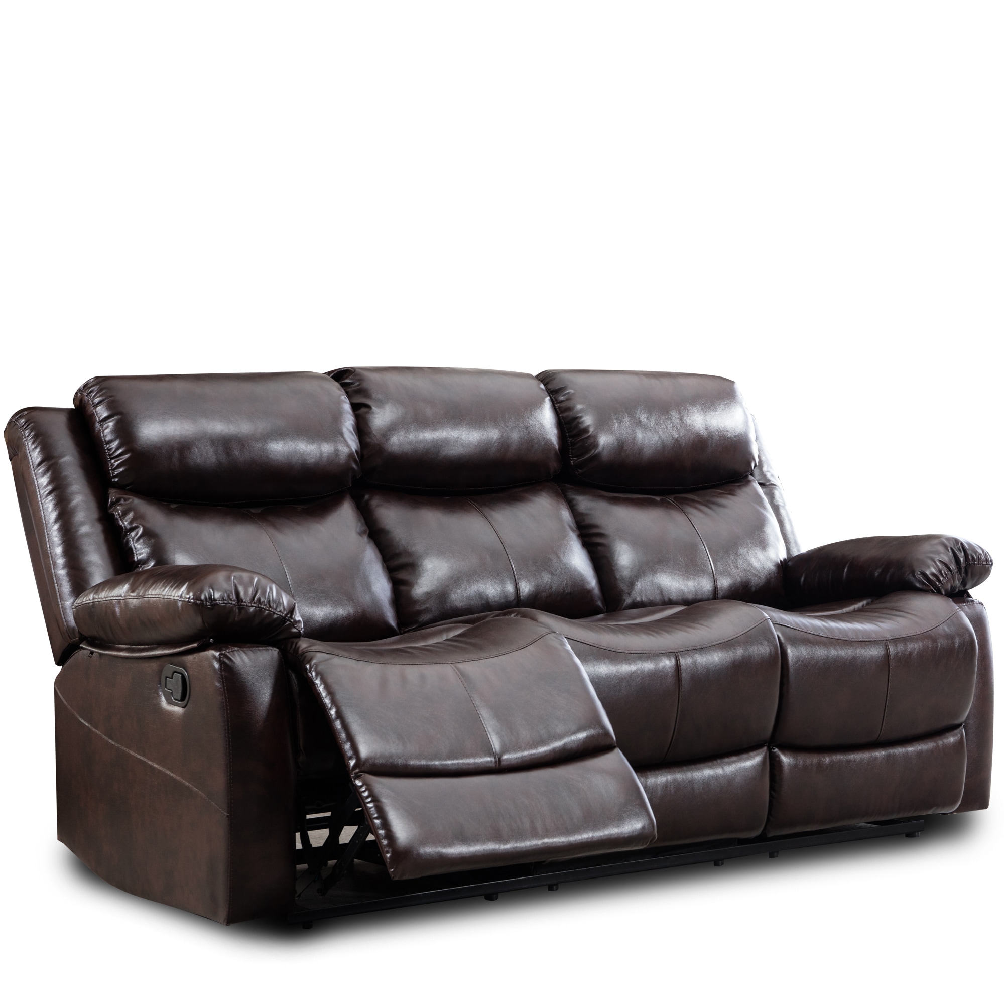 Casainc Brown Pu Leather Sectional, Brown Leather Couch And Loveseat