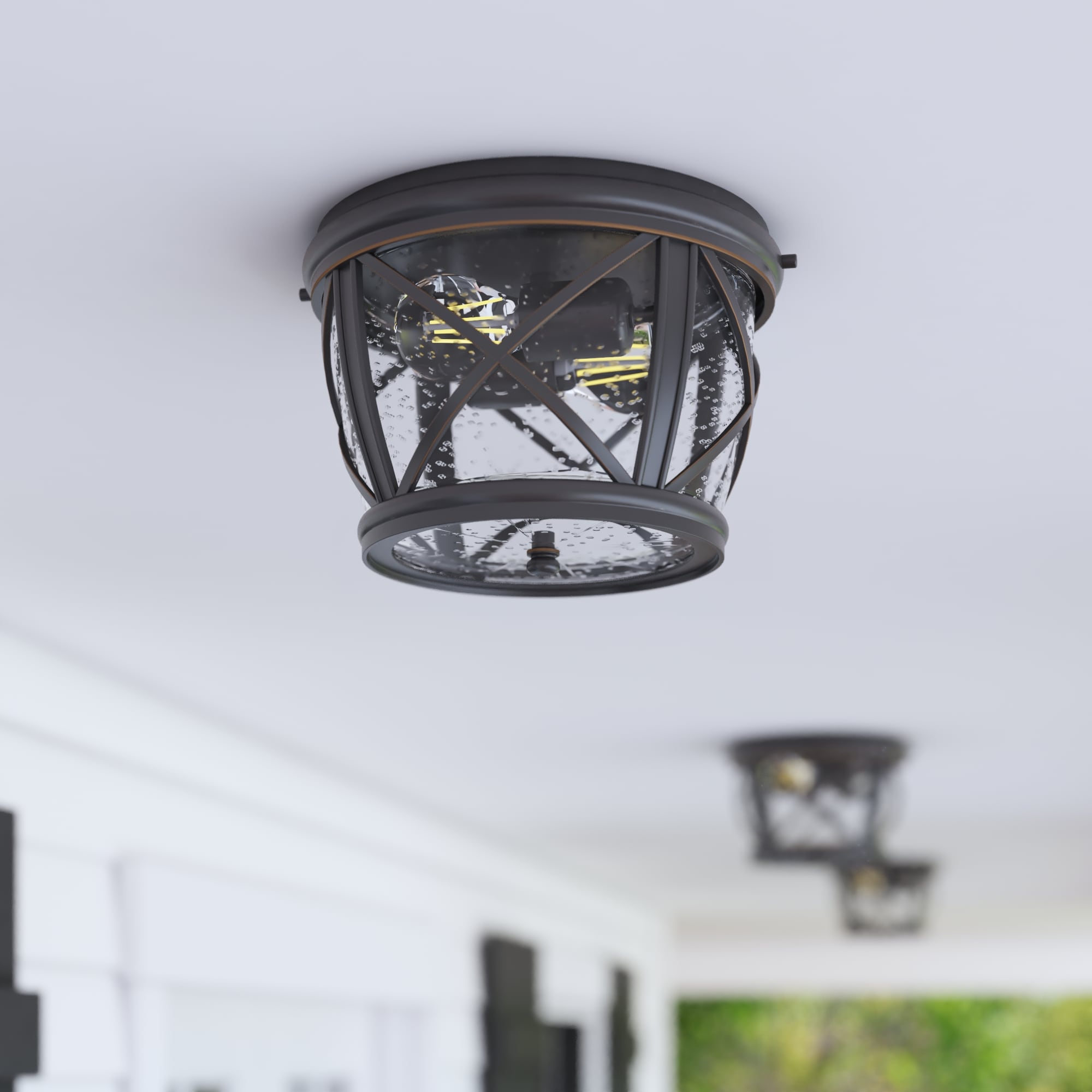 ALLEN + ROTH Prominence Home 13-in Integrated LED Flush Mount Light -  Oiled-Rubbed Bronze - 2/Pack 41220
