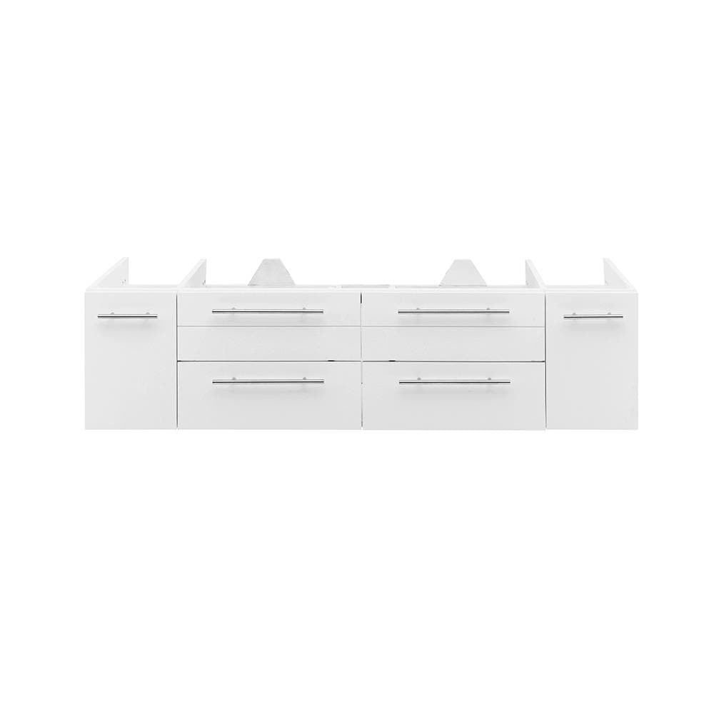Fresca FCB6160WH-UNS Lucera 60-in White Floating Bathroom Vanity Base Cabinet without Top