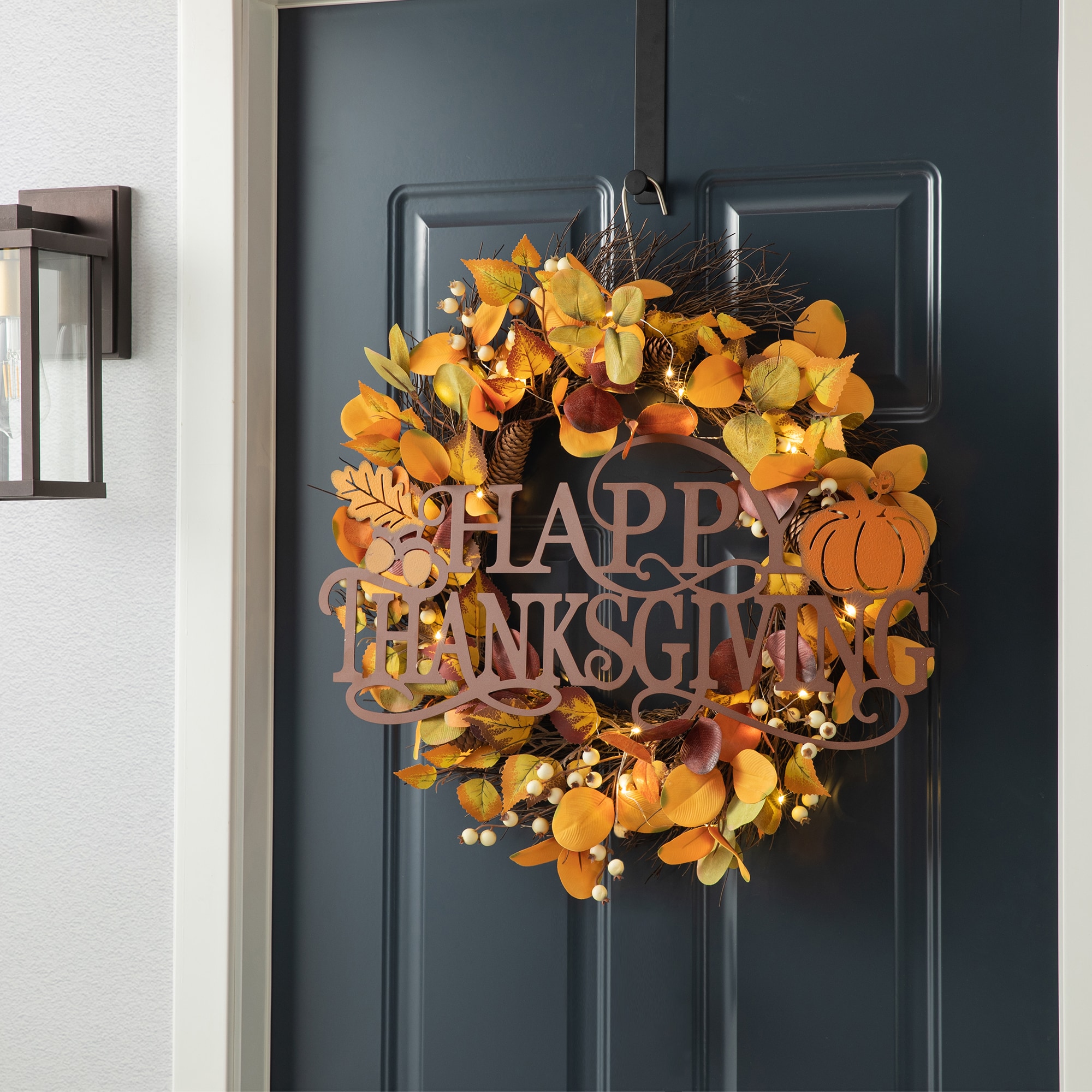 Glitzhome 24-in Metal Happy Thanksgiving Wall Decor - Handcrafted Fall Hanging  Decoration in the Fall Decor department at