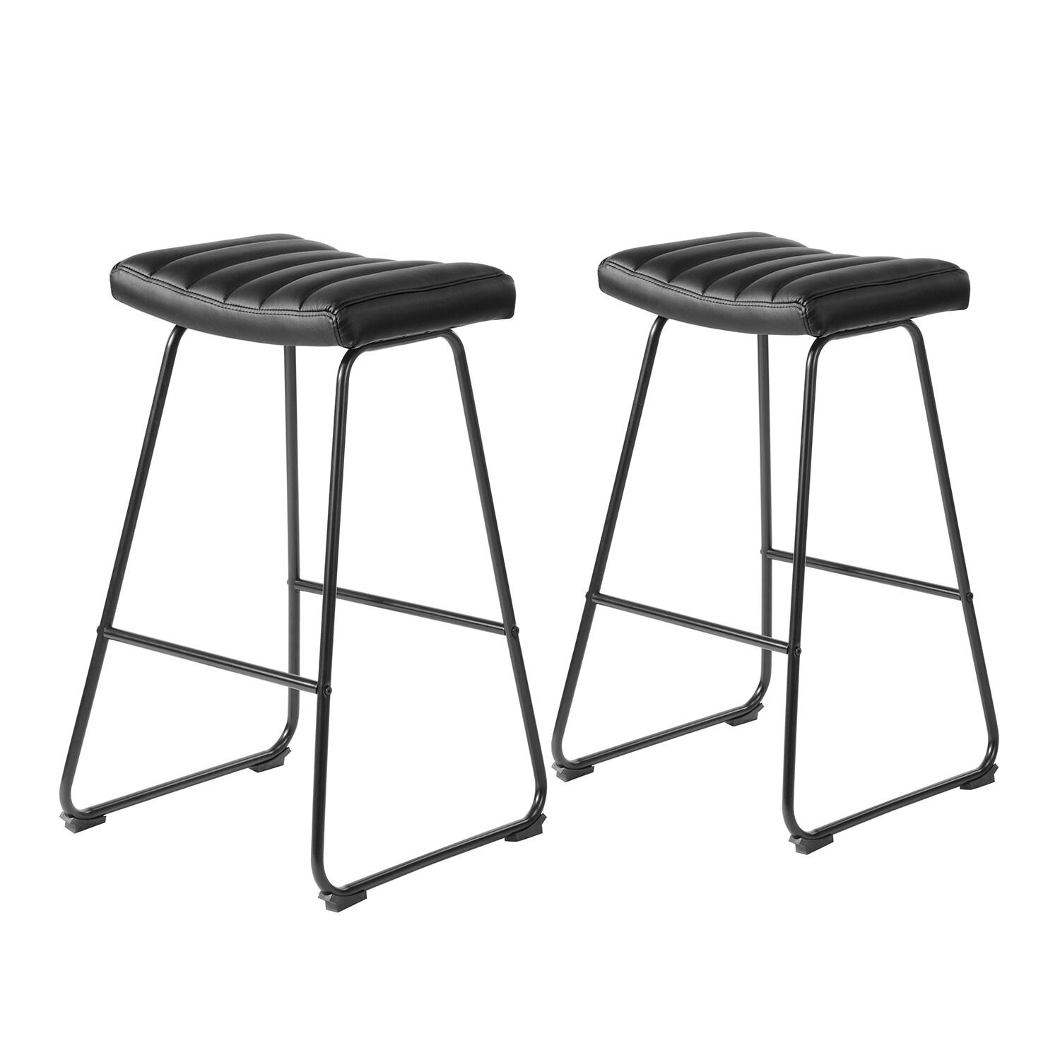 CASAINC SADDLEBAR BLACK Black 28.9-in H Bar height Saddle Seat Upholstered Metal Backless Bar Stool