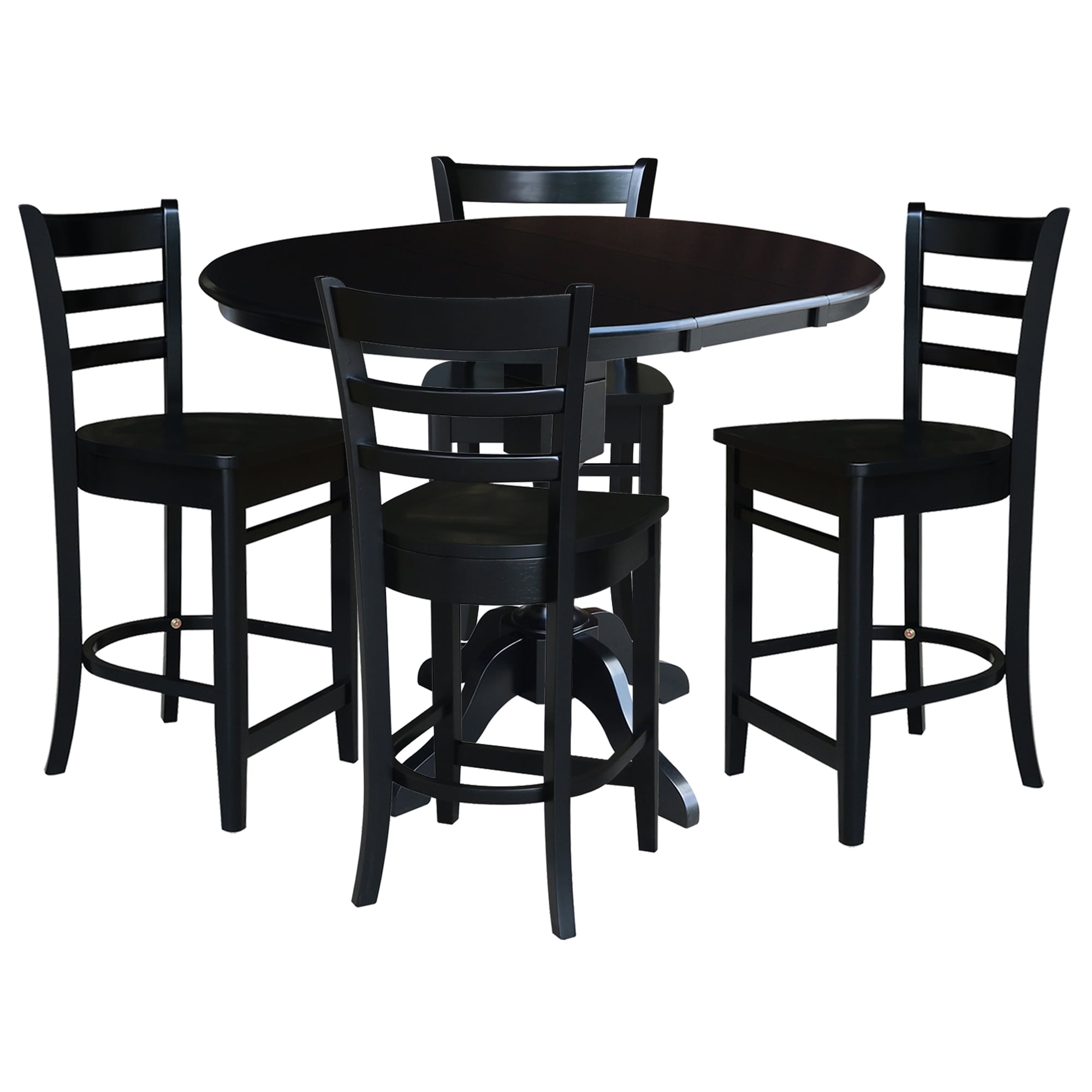 International Concepts K46-36RXT-11-S6172-4 Black Traditional Dining Room Set with Round Table ( Seats 4 )
