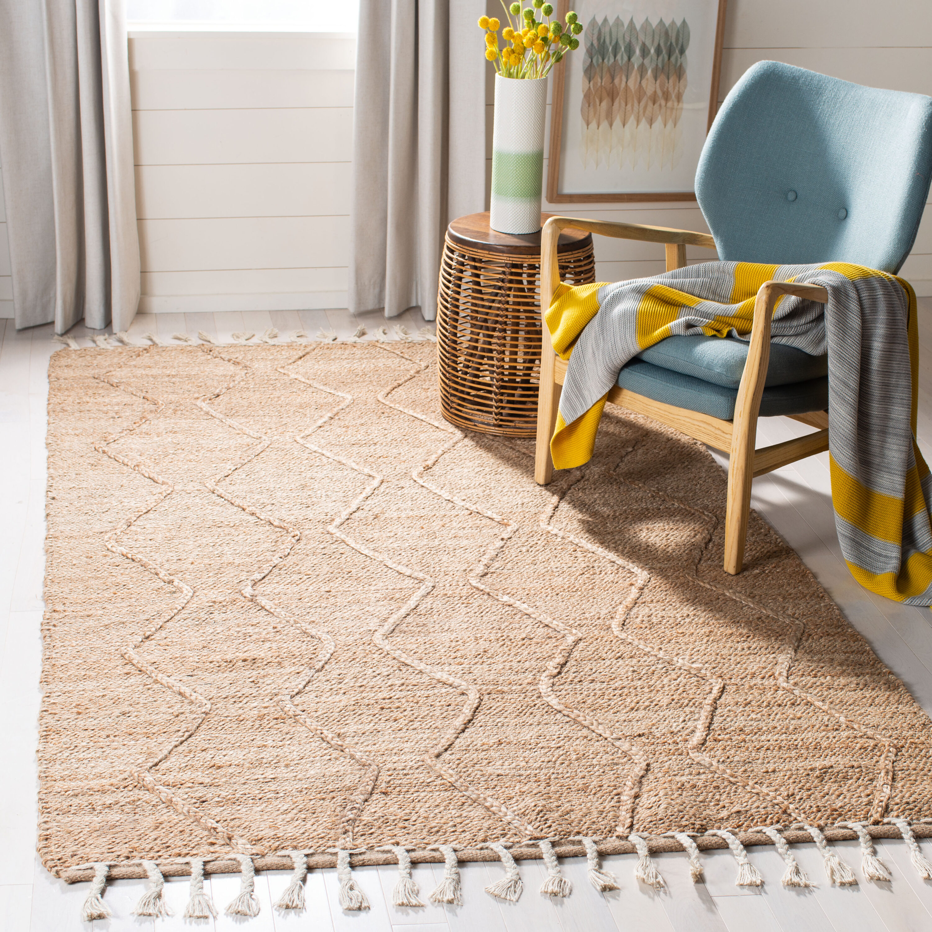  Natural Fiber 108 Natural Bohemian 4ft x 6ft Small Rectangle Rug