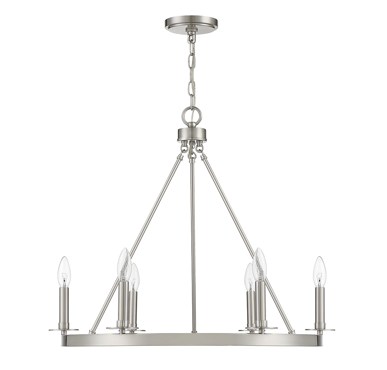 Brushed Nickel 6-Light Wagon Wheel Chandelier