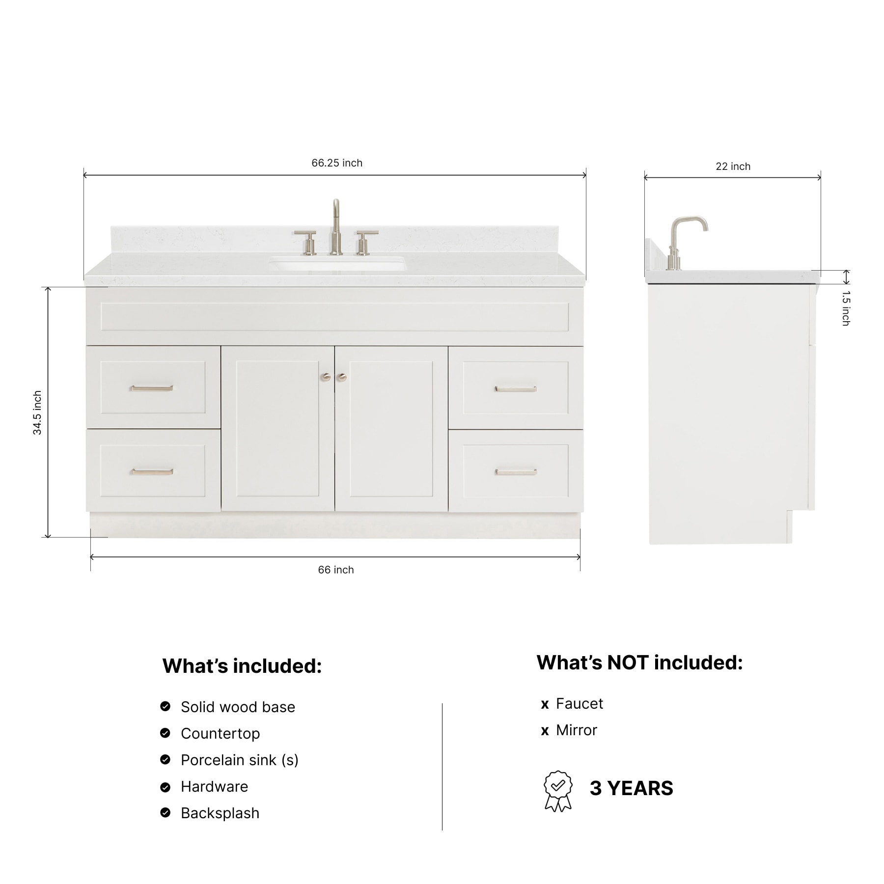ARIEL F066SCQRVOWHT Bath-Vanity-Combo - View #4