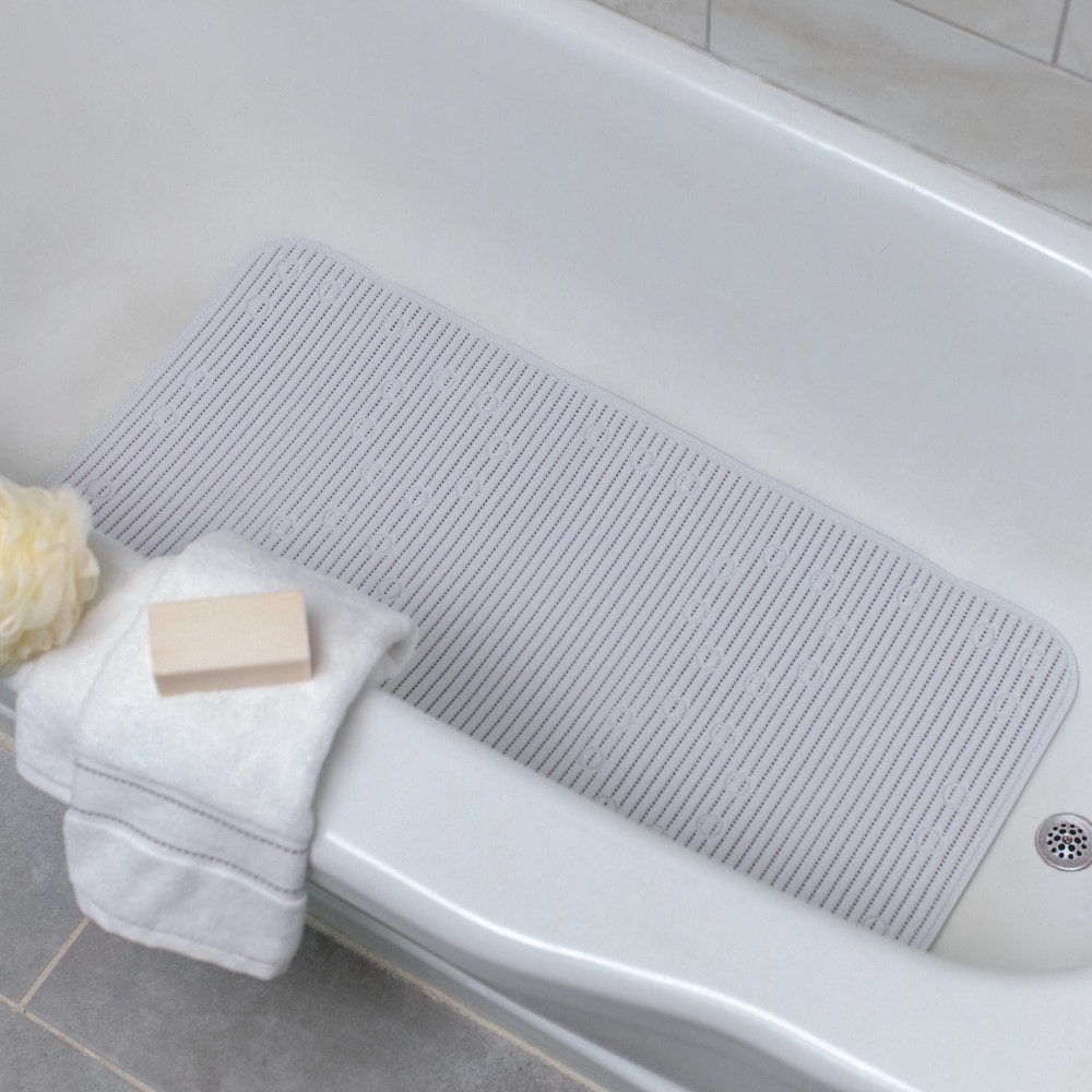 For Living Anti-Slip Foam Bath Tub Mat, White, 17-in x 36-in