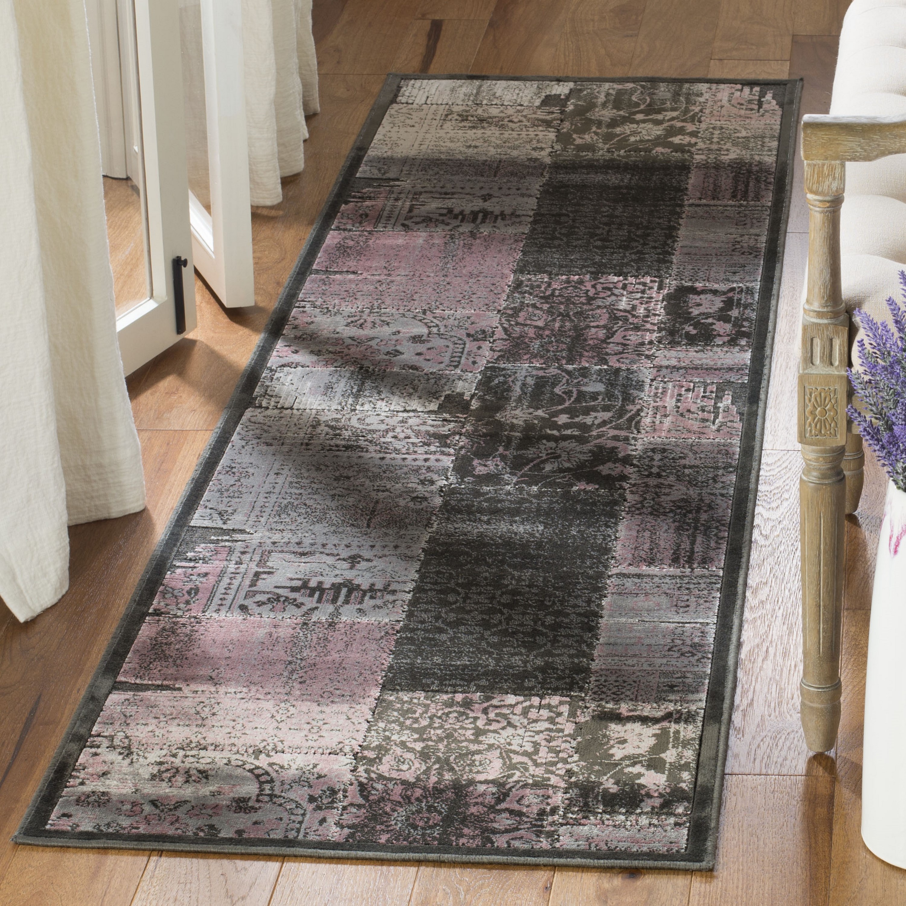 Safavieh PAR100-330-28 Paradise Kerrie 2 x 8 (ft) Loomed Synthetic Charcoal/Multi Rectangular Indoor Abstract Oriental Runner rug