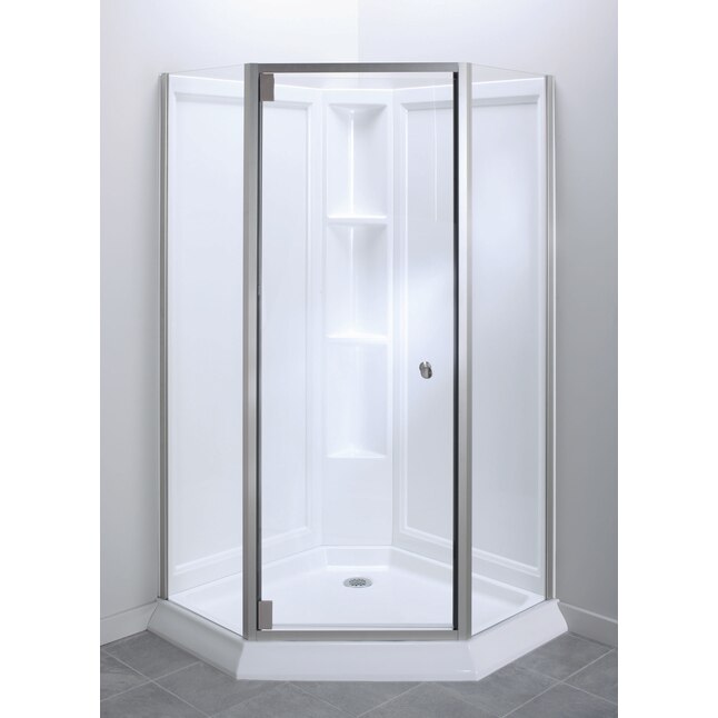 Sterling Solitaire White High-Impact Polystyrene Wall Floor Neo-Angle 4-Piece Corner Shower Kit (Actual: 78.25-in x 42-in x 42-in) Sterling Solitaire White High-Impact Polystyrene Wall Floor Neo-Angle 4-Piece Corner Shower Kit (Actual: 78.25-in x 42-in x 42-in)