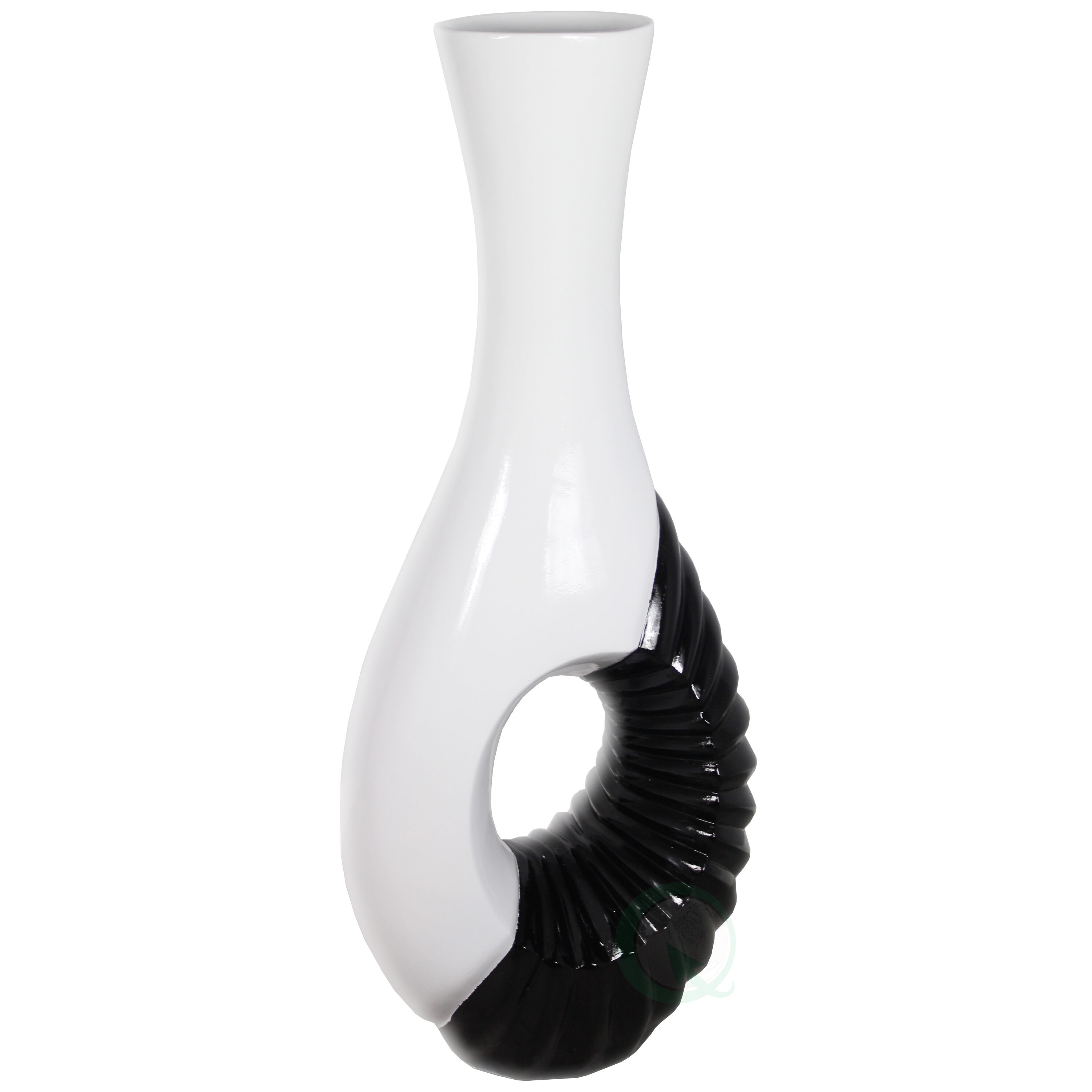 Modern Black and White Tall Fiberglass Floor Vase