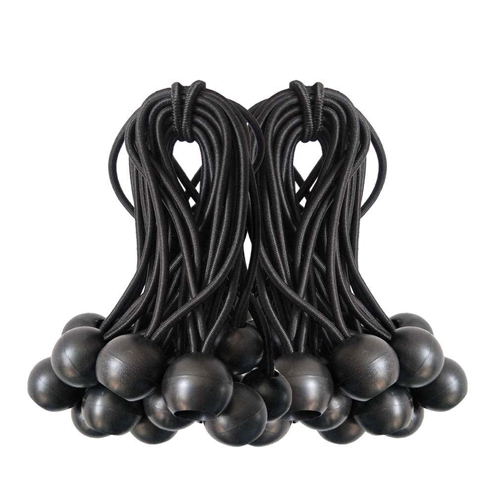DYRCJ  Ball Bungee Cords 50 Pack 4 Inch Black Tie Down Cords for Tarp Canopy Shelter Wall Pipe UV Resistant durable home and garden accessory