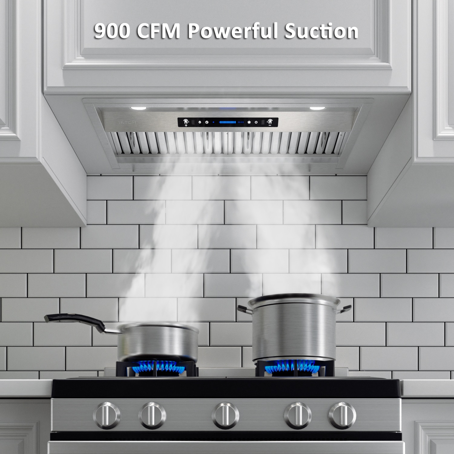 Under Cabinet Range Hood Cosmo 30 in. 900 CFM LED Lighting Type Stainless  Steel