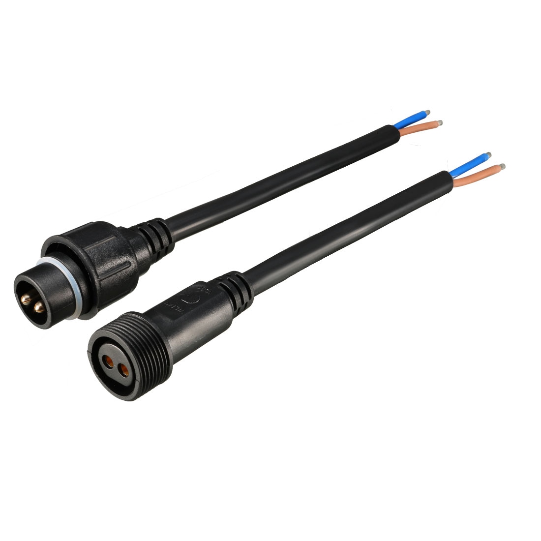 Unique Bargains Male Female 13AWG 2P Waterproof Connector Cable Wire Black for LED Strips Light 40cm / 15.7 Inch Length #S26041000UX6400