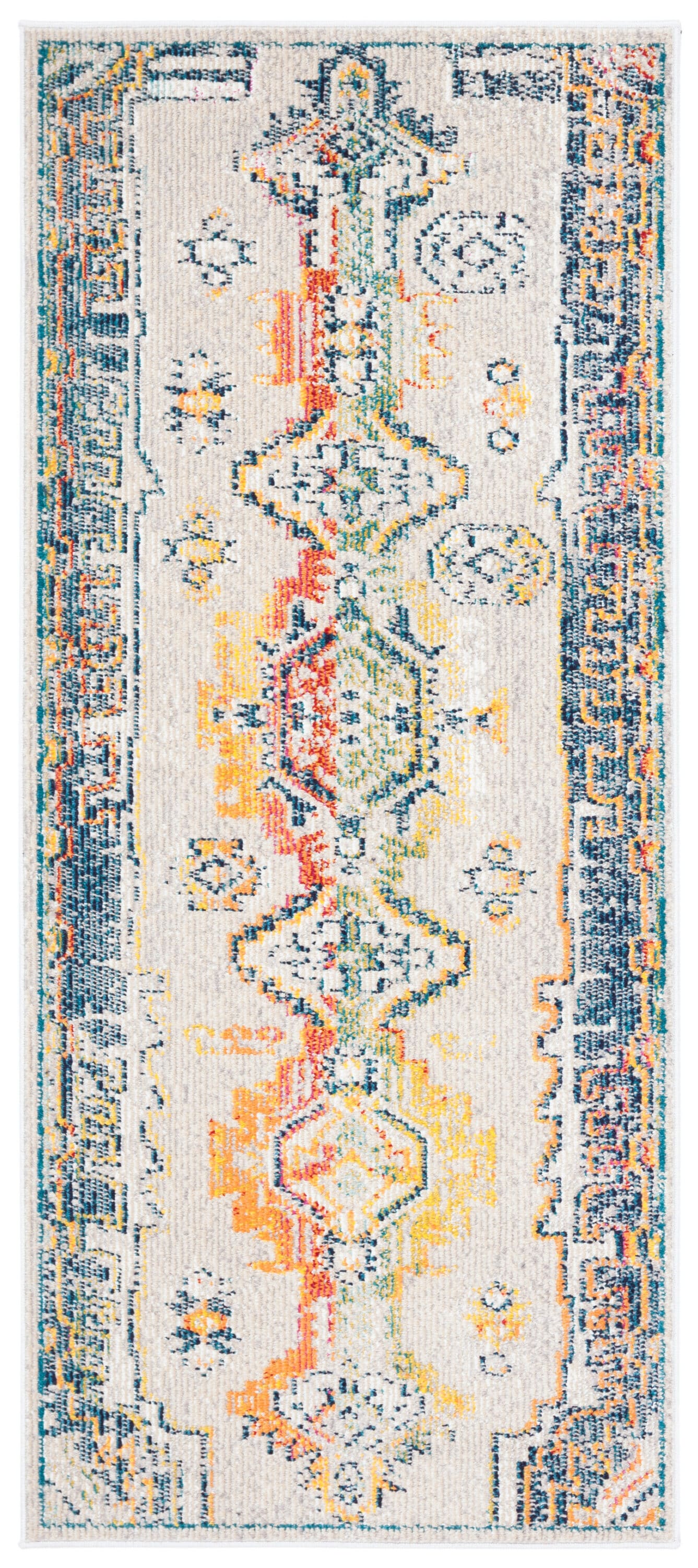 Safavieh CRS517F-25 Crystal Doni 2 x 5 (ft) Loomed Polypropylene Light Gray/Orange Rectangular Indoor Distressed/Overdyed Vintage Runner rug