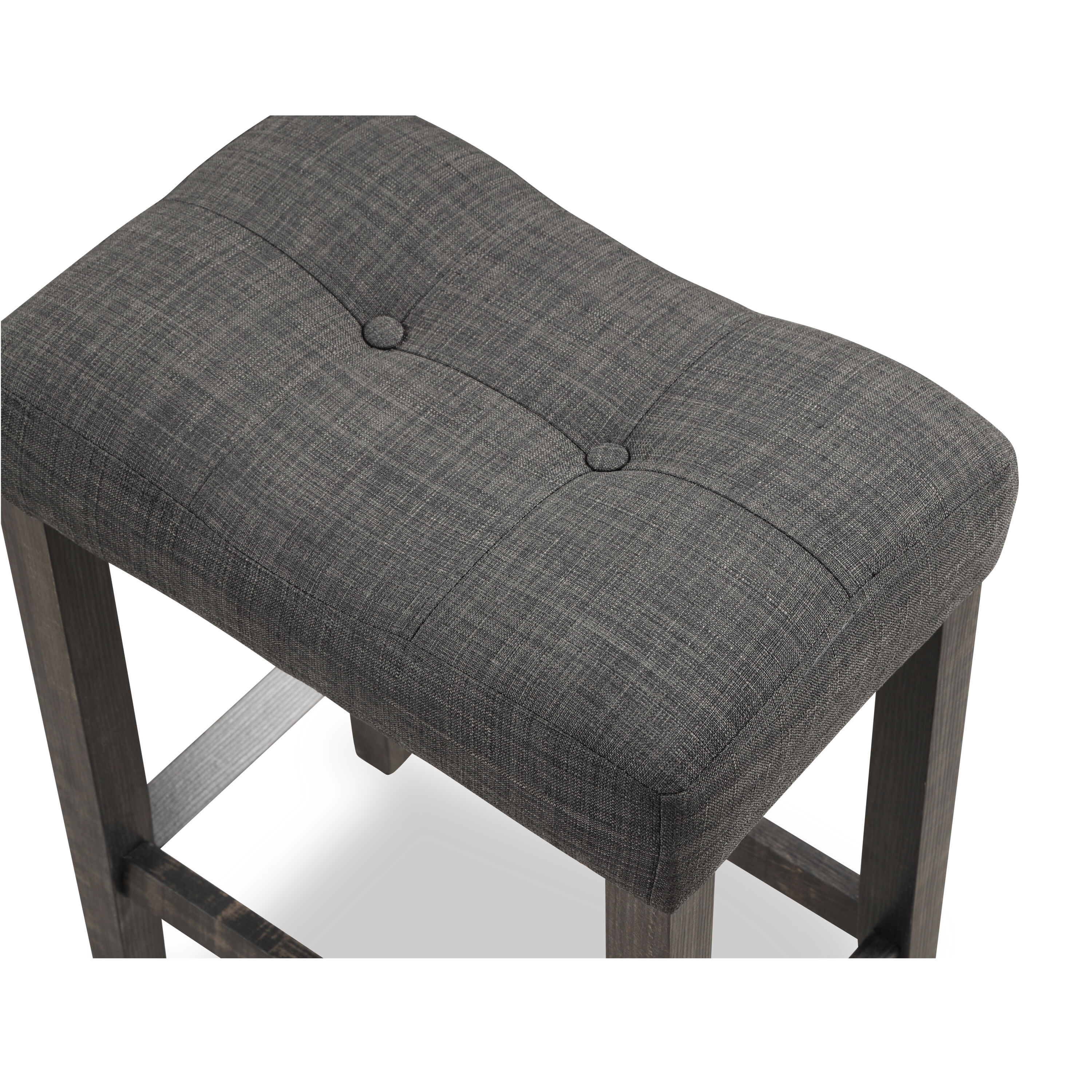 Gray Backless Saddle Style Wood Counter Stools, 24.5" Height, Set of 2