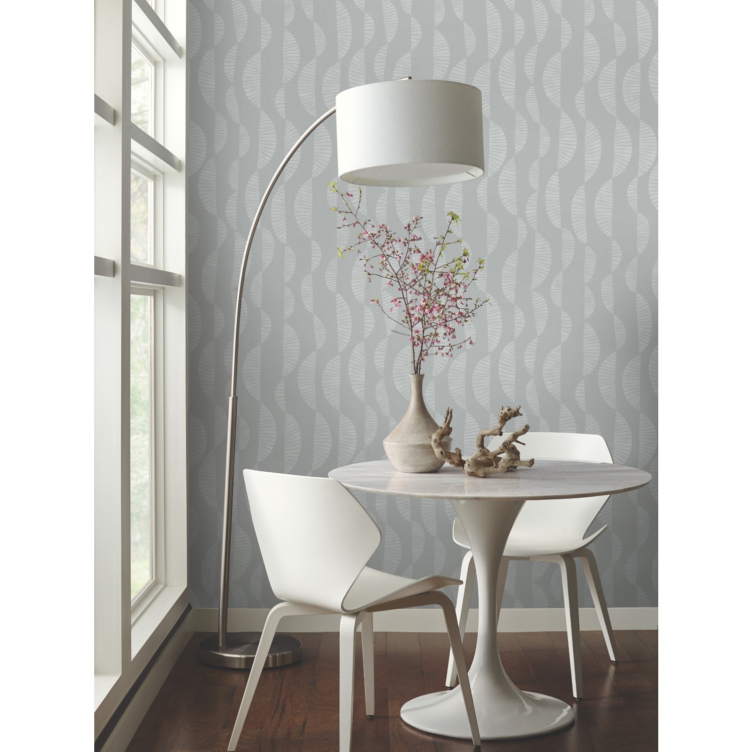 RoomMates RMK12237PLW 30.75-Sq. Feet Gray Vinyl Novelty Self-adhesive Peel and Stick Wallpaper