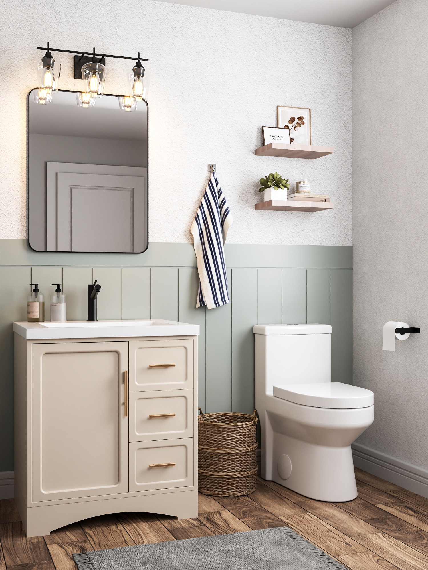 3 Hole basin filler with pop-up waste, 139mm spout height