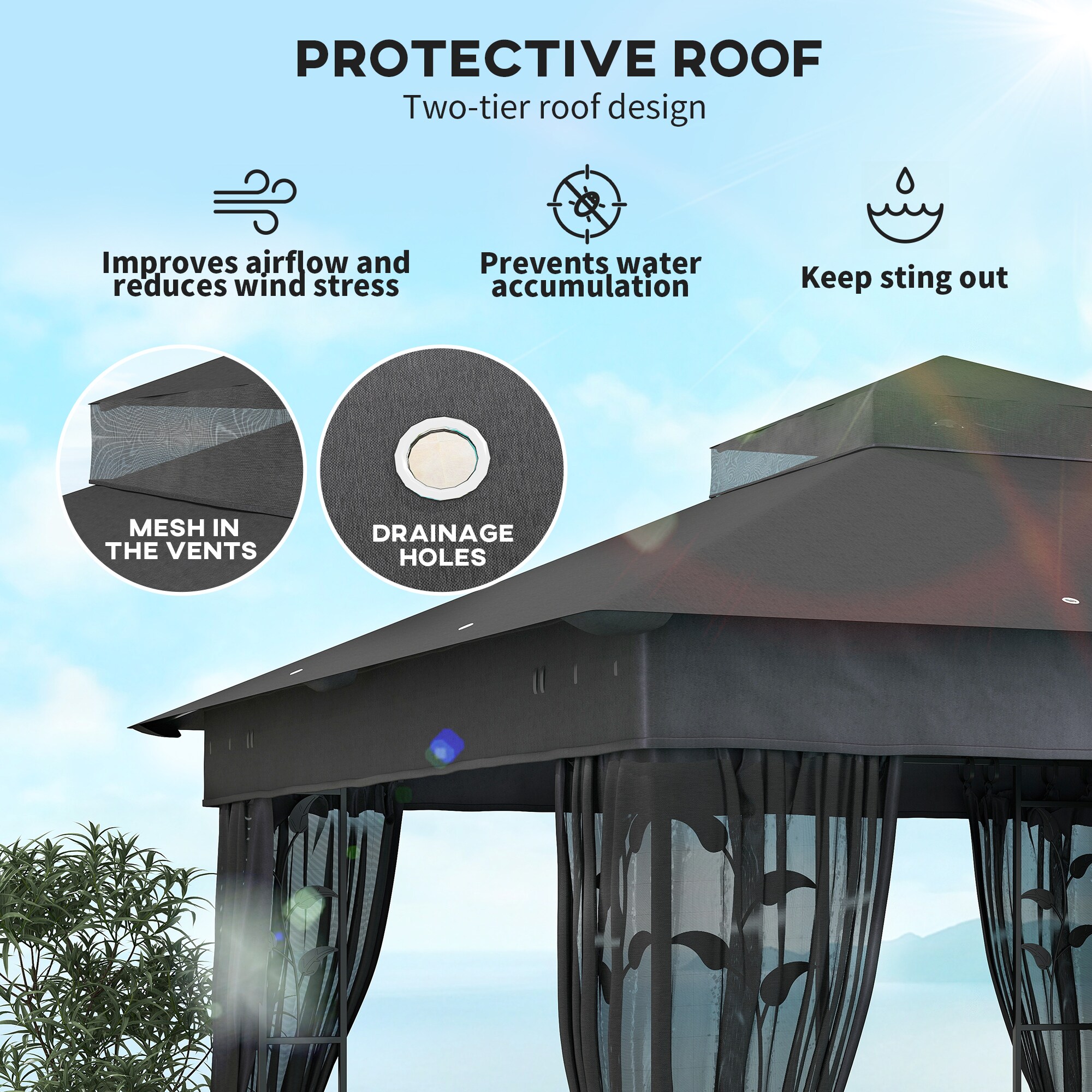 Outsunny 84C-589V00CG Wood-Resin-Gazebos - View #9